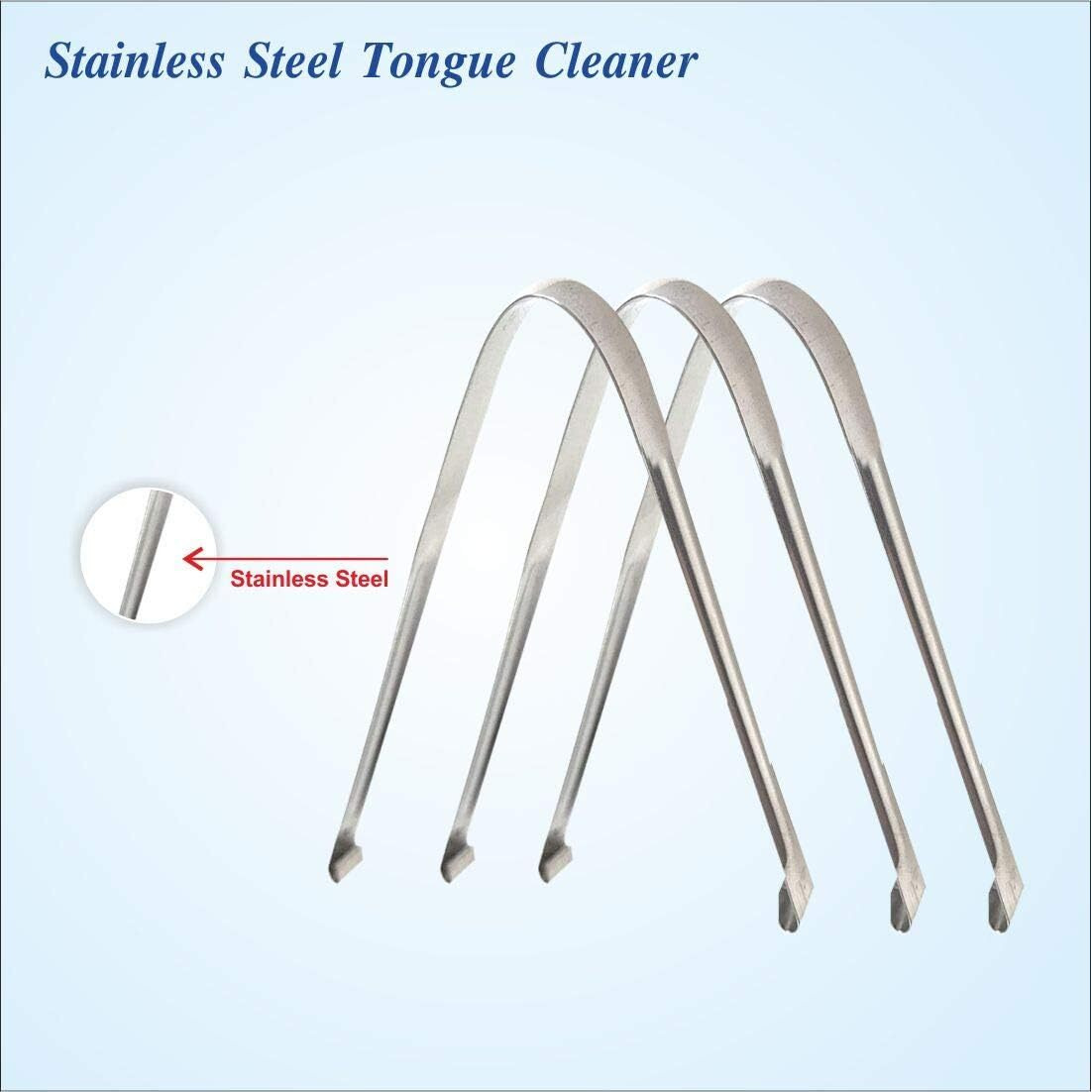Nurpi Steel Tongue Cleaners Flat Design For Adult Pack Of (3)