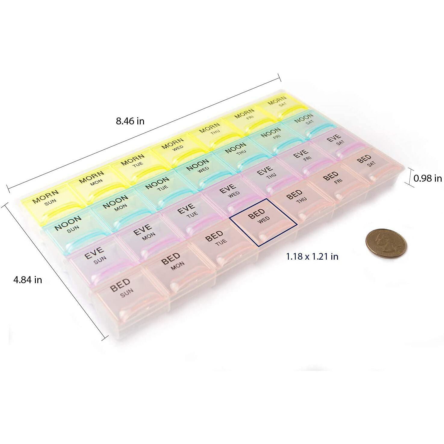Zollyss Pill Medicine Organizer Reminder Storage Box For 28 Days Or 4 Weeks, Pack Of 1