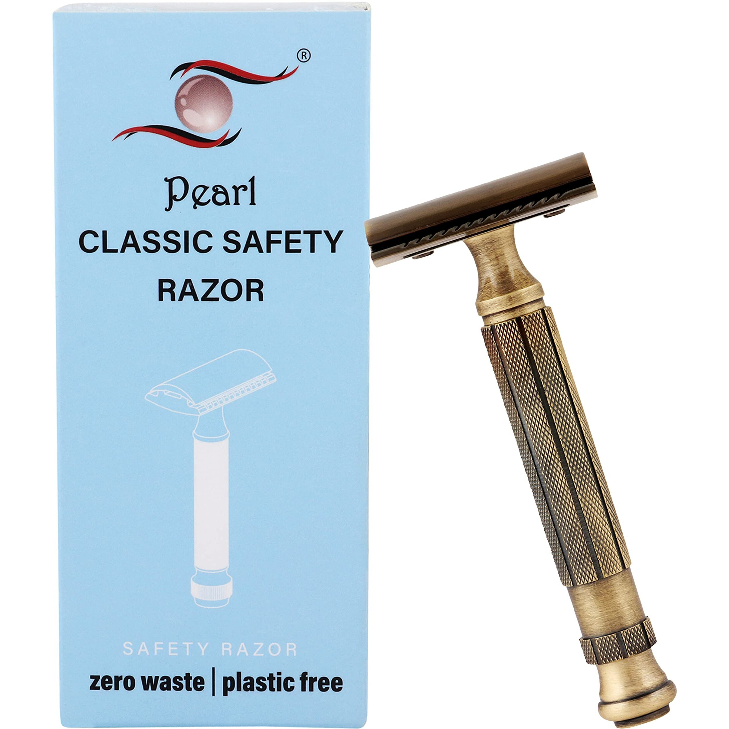 Pearl Shaving Double Edge Safety Razor L-55 (Chrome) | Classic & Traditional Safety Razor For Men | Long Lasting Brass Metal | Holi Gift Option