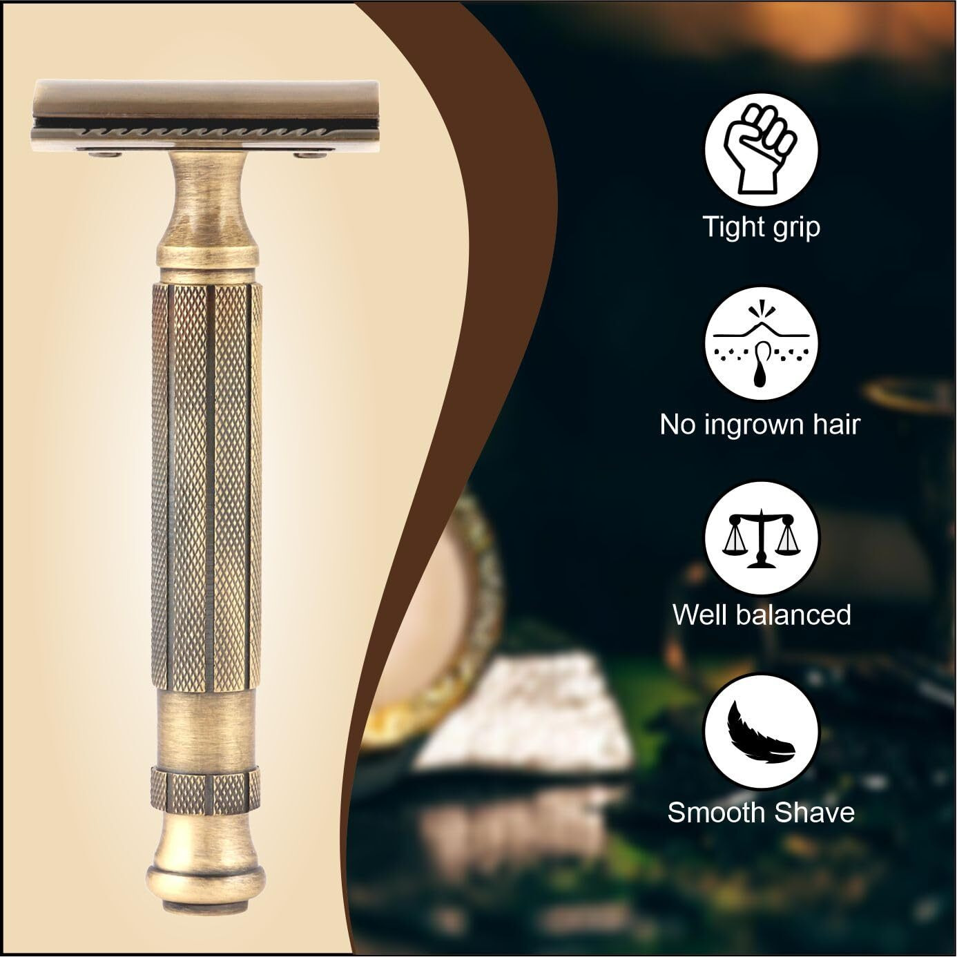Pearl Shaving Double Edge Safety Razor L-55 (Chrome) | Classic & Traditional Safety Razor For Men | Long Lasting Brass Metal | Holi Gift Option