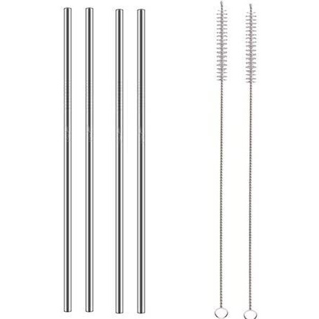 The Green Chapter Straws Stainless Steel Metal | Reusable Straw For Drinking | Dishwasher Safe | Non Toxic Gifts (4 Straight + 2 Brushes)