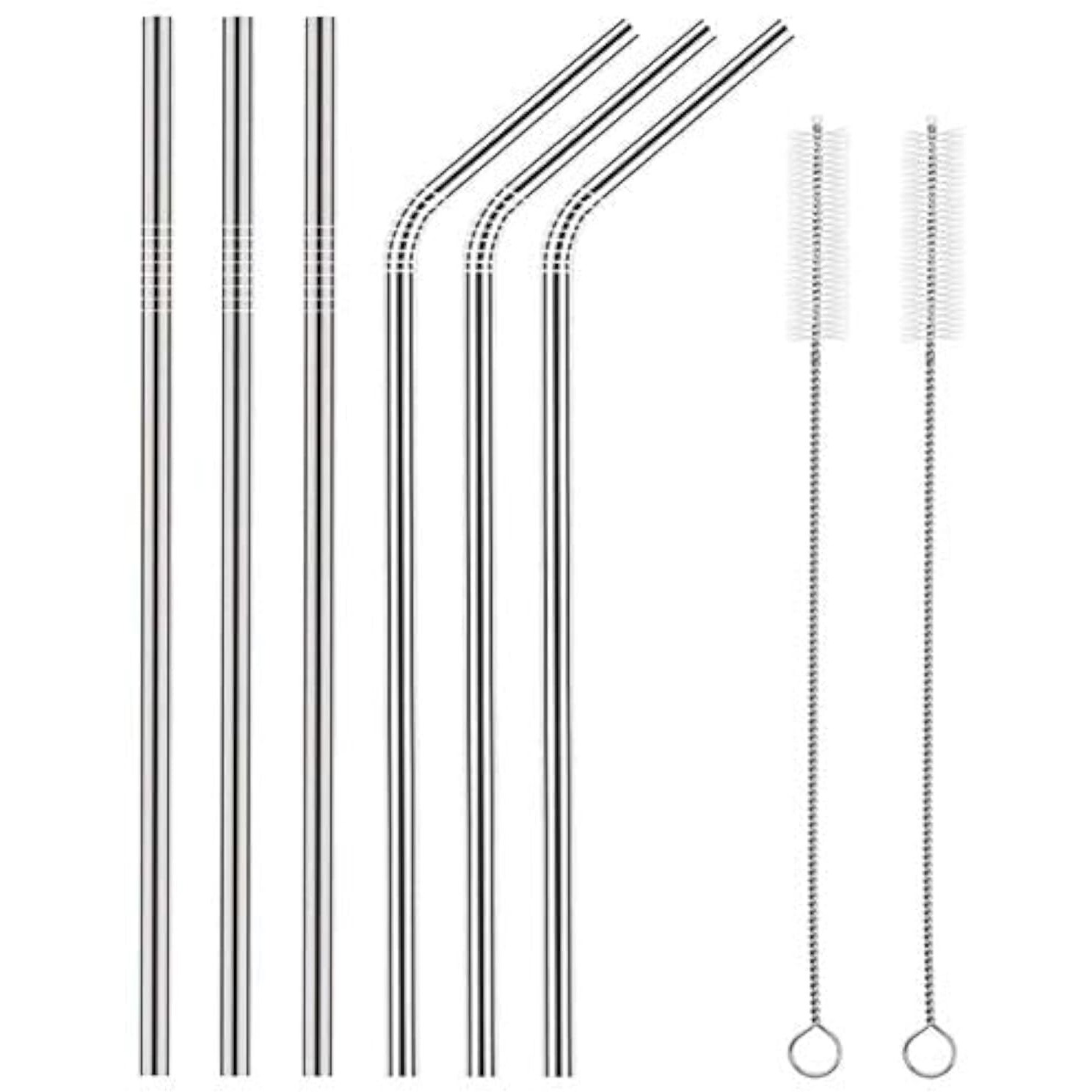 The Green Chapter Straws Stainless Steel Metal | Reusable Straw For Drinking | Dishwasher Safe | Non Toxic Gifts (3 Bent + 3 Straight + 2 Brushes)