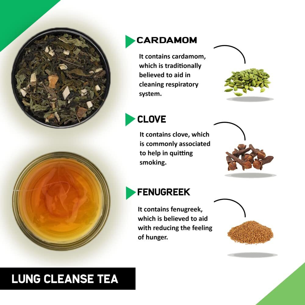 Teacurry Anti Smoking Tea - 100 Gms Loose Tea + Infuser / 50 Cups | Help Quit Smoking, And Lung Detox | Lung Detox For Smokers | Lungs Cleaner | Lung Cleanse For Smokers