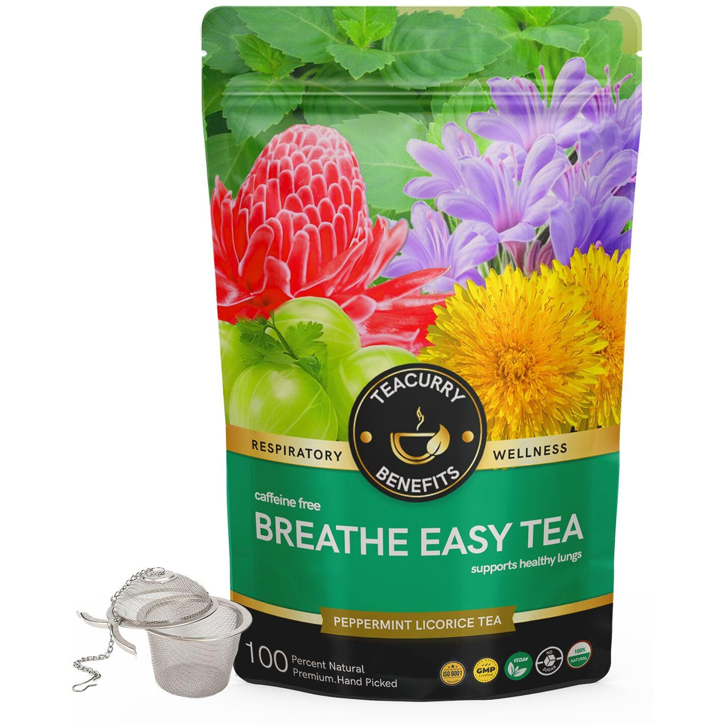 Teacurry Anti Smoking Tea - 200 Gms Loose Tea + Infuser / 100 Cups | Help Quit Smoking, And Lung Detox | Lung Detox For Smokers | Lungs Cleaner | Lung Cleanse For Smokers