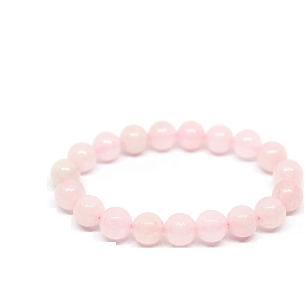 Rocksmins Quartz Rose Bracelet Natural Original Crystal Real Stone Reiki Crystal Healing Love Positive Energy Attraction Stylish For Men Women Boy Girl Unisex 8Mm Beads Stretchable