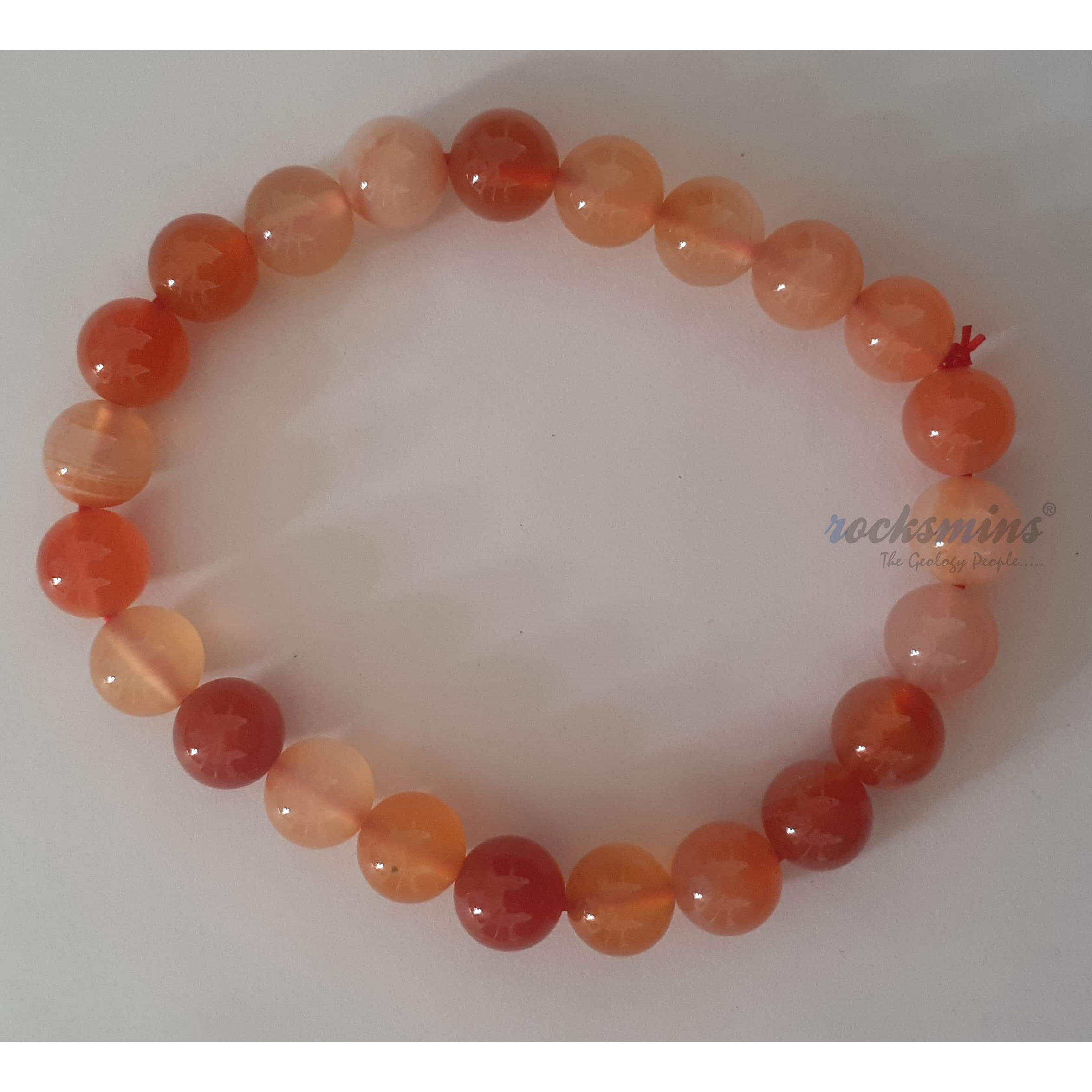 Rocksmins Carnelian Bracelet Natural Original Crystal Real Stone Reiki Crystal Healing Love Positive Energy Attraction Stylish For Men Women Boy Girl Unisex 8Mm Beads Stretchable