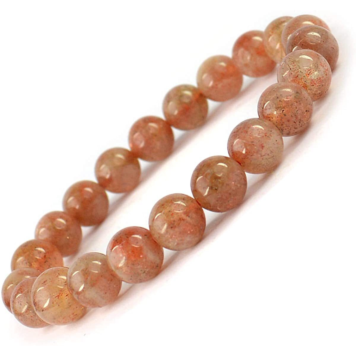 Rocksmins Sunstone Bracelet Natural Original Crystal Real Stone Reiki Crystal Healing Love Positive Energy Attraction Stylish For Men Women Boy Girl Unisex 8Mm Beads Stretchable