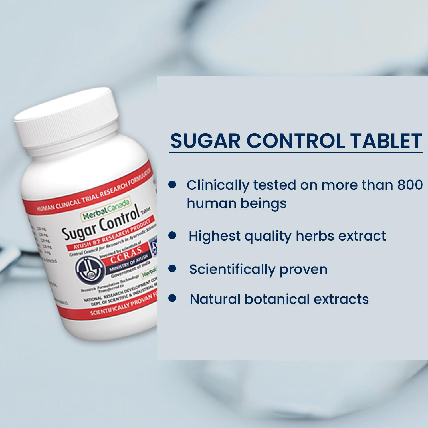 Herbal Canada Sugar Control Tablet | Developed By Scientists Of Ccras (Ministry Of Ayush) Diabetic Formula 60 Tablet (Pack Of 2)