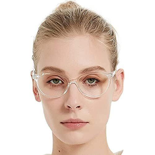 Roshfort Transparent Light Waight Cateye Clear Lens Zero Power Eye Strain Protection Glasses For Woman With Your Name Print Signature Metal Pen (White, C-2)
