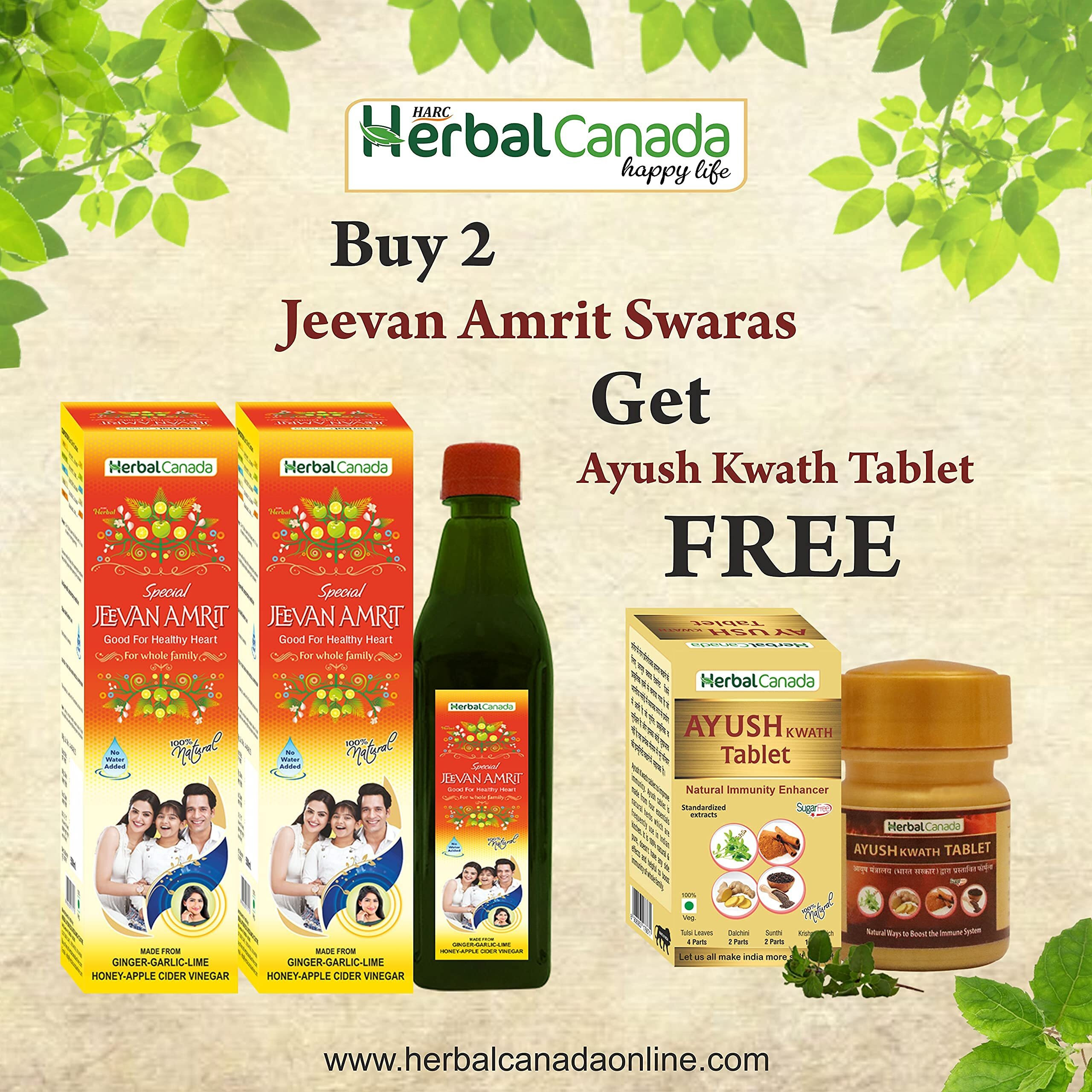 Harc Herbal Canada Jeevan Amrit 500Ml (Pack Of 2)|Get Ayush Kwath Tab Free Of Worth 200Rs| Good For Heart | 100% Natural
