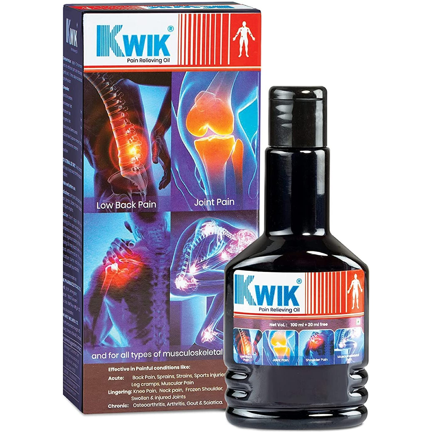 Ozone Kwik Pain Relief Combo With Cinnamomum & Mahanarayan Oil | Ayurvedic Pain Relief Oil & Gel | For Joint, Back, Knee, Shoulder & Muscle Pain | (Oil 120Ml + Gel 30G)