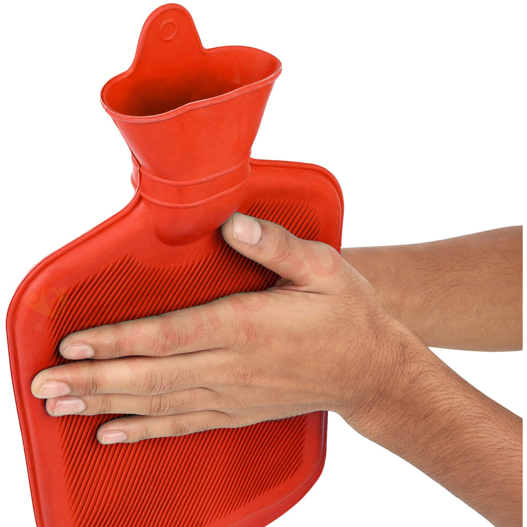 Dr. Korpet Rubber Hot Water Bag, Hot Water Bags For Pain Relief, Heating Pad For Pain Relief - Red Color - 1 Piece
