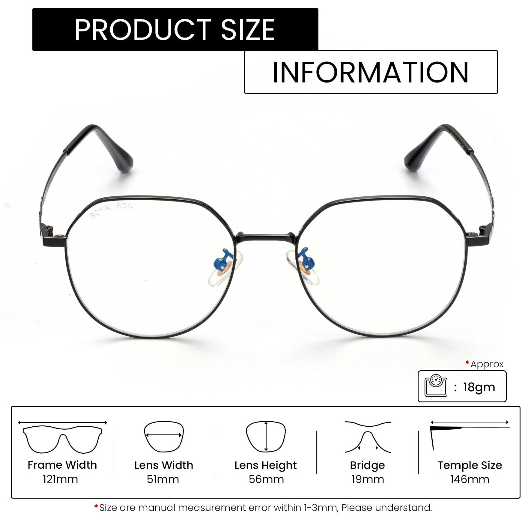 Royal Son Round Computer Eye Protection Glasses For Mobile Men Women Transparent