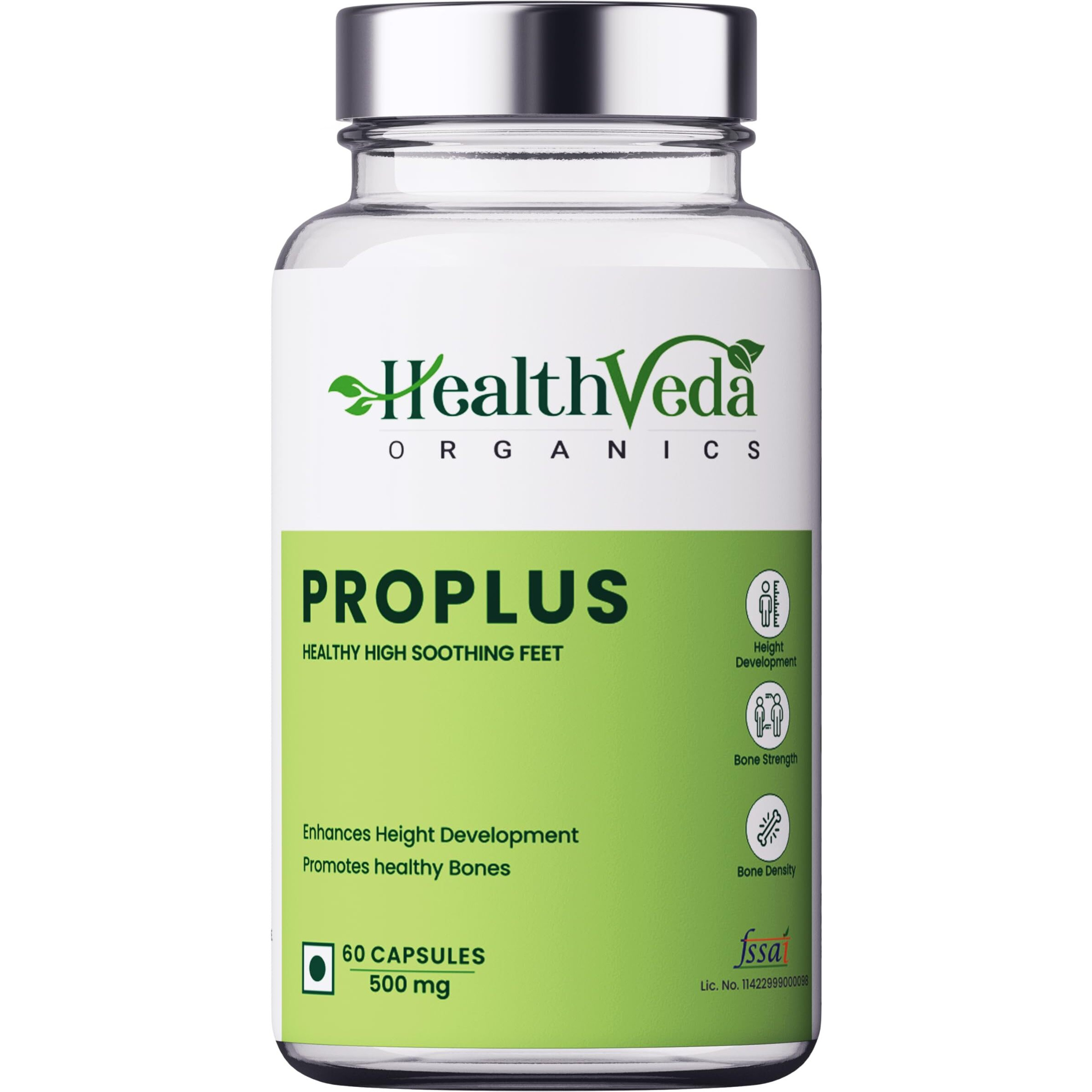 Health Veda Organics Private Limited Proplus, 500Mg | Improves Bone Strength | 60 Veg Capsules | For Both Men & Women