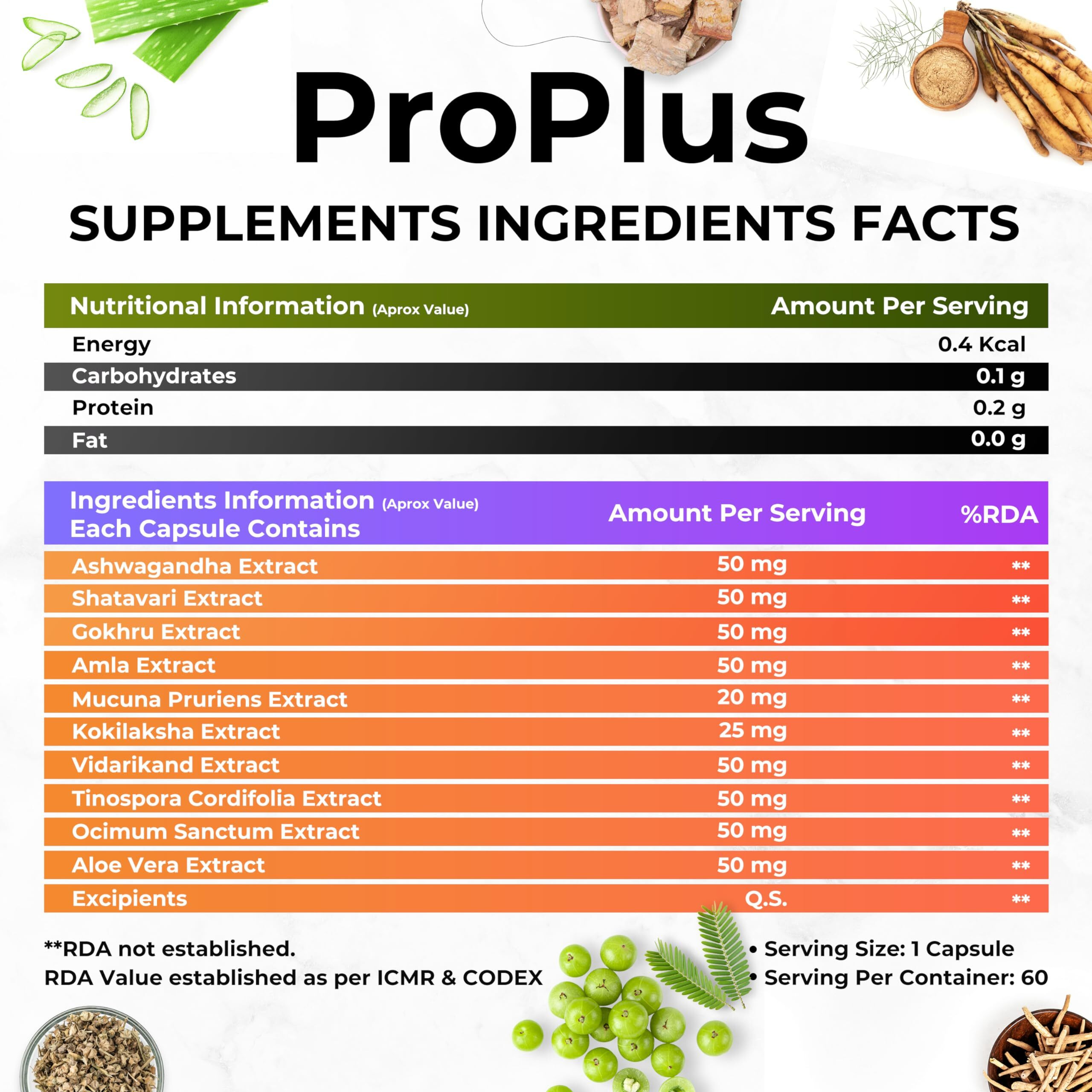 Health Veda Organics Private Limited Proplus, 500Mg | Improves Bone Strength | 60 Veg Capsules | For Both Men & Women