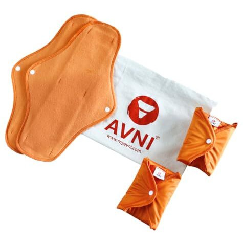 Avni - Fluff Reusable Cloth Pads, Pack Of 4, 3 Xl (28 Cm) + 1 Xxl (32Cm) | Antimicrobial Washable Cloth Sanitary Pad | With Cloth Storage Pouch