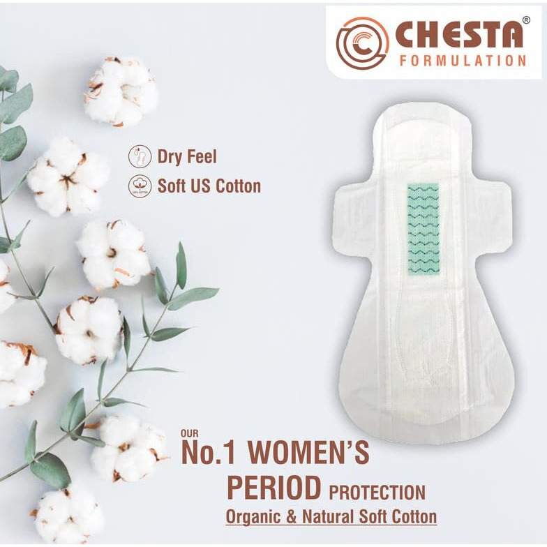 Chesta Formulation Helium Bamboo+Organic Soft Cotton 48 Sanitary Pad For Women|Bamboo Pads 24 Regular+Organic Pads 24 Heavy Flow|Pure Cotton,Full-Day&Full-Night,High Absorbent,Heavy Flow,Extra Long