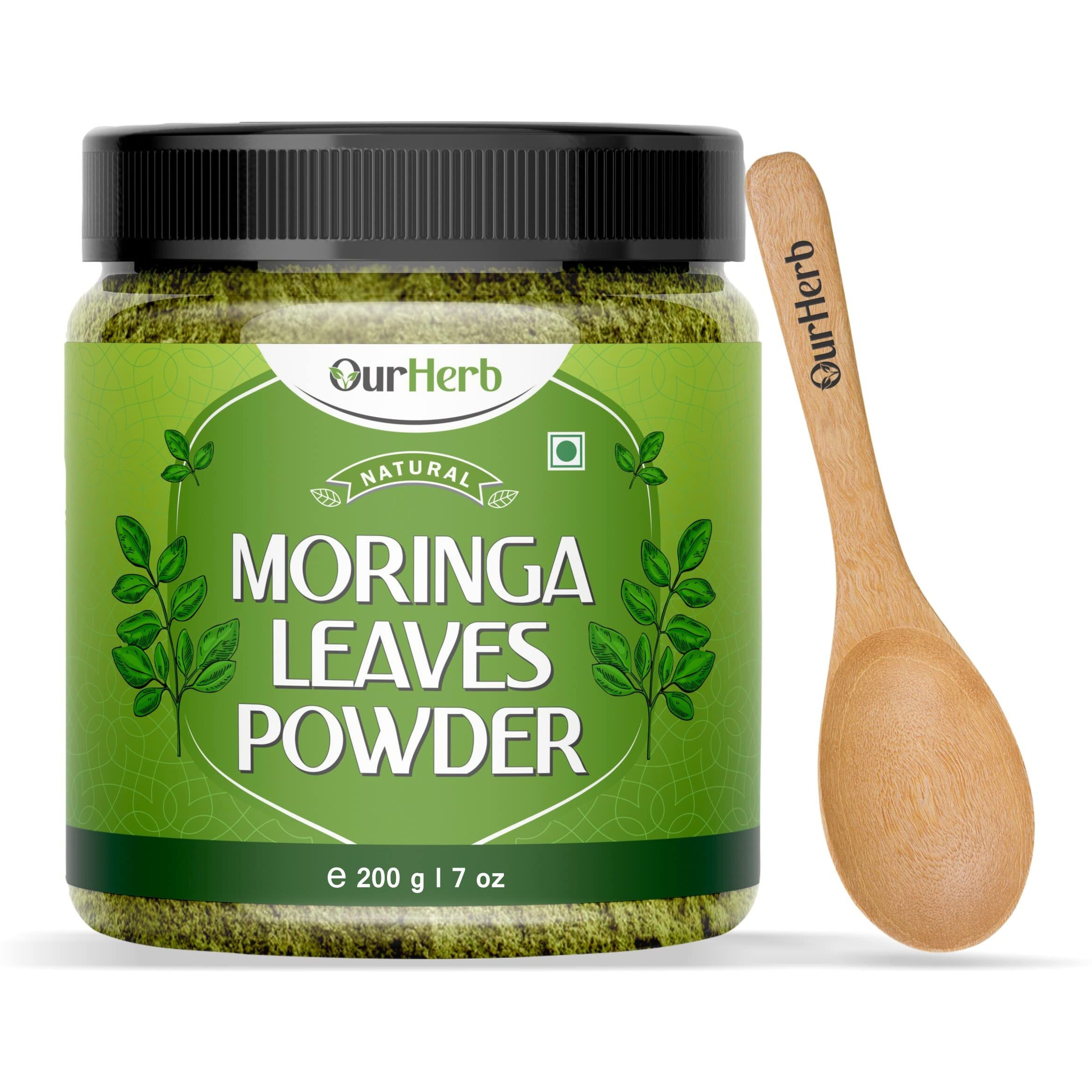 Ourherb Organic Moringa Powder 200G | 100% Pure Moringa Leaf Powder | Ayurvedic Superfood Helps In Immunity, Energy, Weight Loss, Skin & Hair | Non-Gmo, No Preservatives
