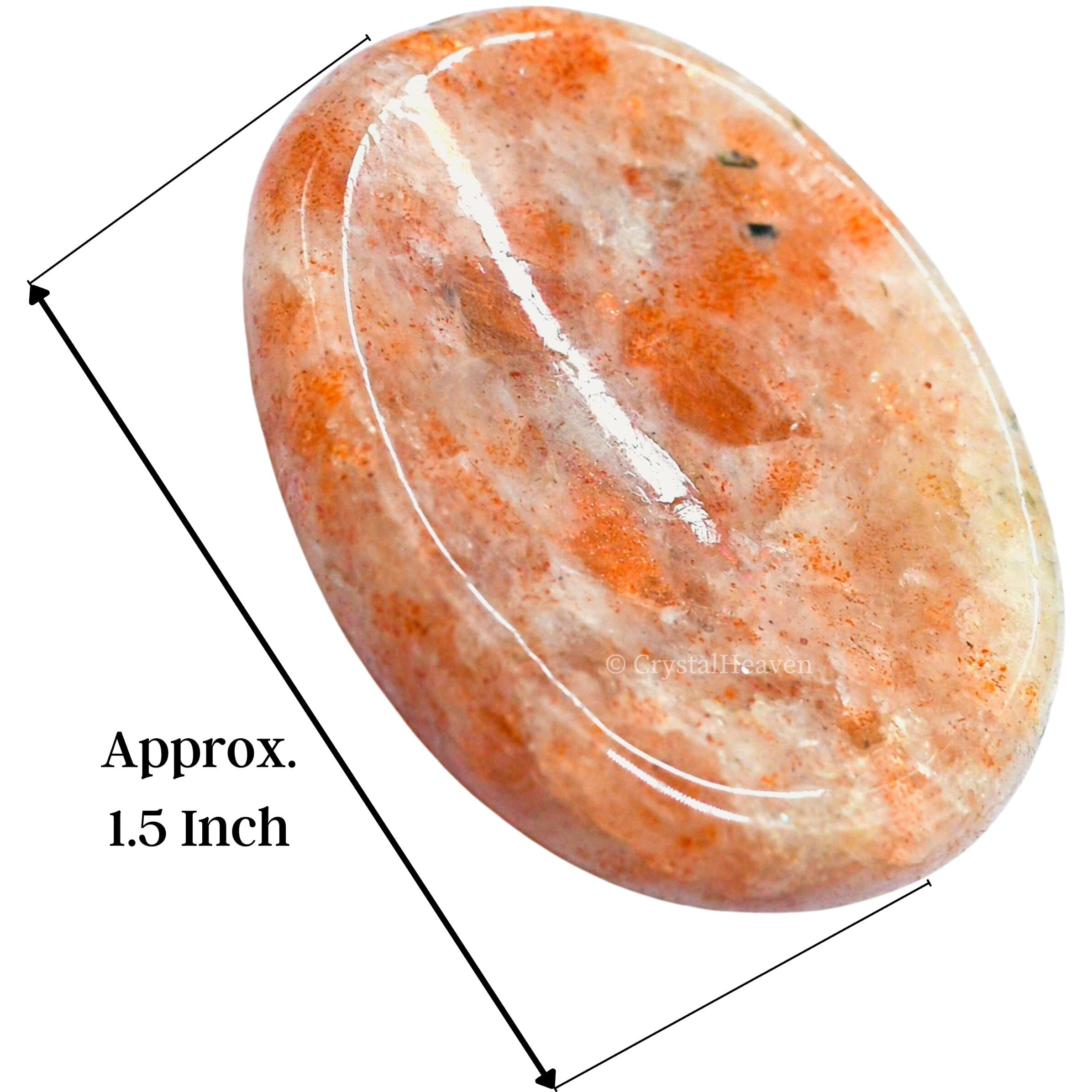 Certified Sunstone Crystal Thumb Worry Pebbles Stones For Anxiety Stress Relief Massage - Aaa Grade Original Healing Gemstone Agate Rubbing Stone For Yoga Meditation Spiritual Reiki Feng Shui
