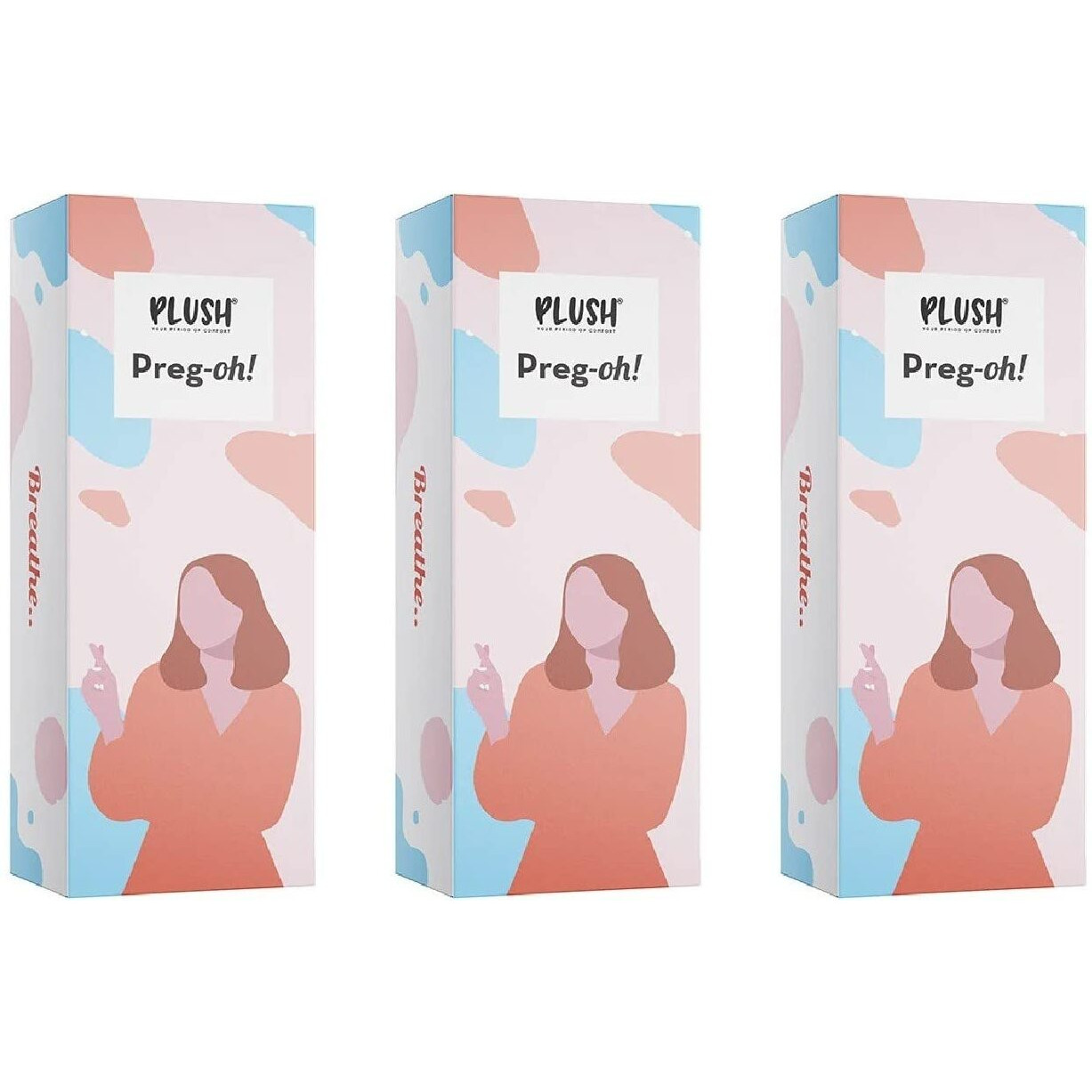 Plush Preg-Oh Midstream Pregnancy Kit Test For Women | Single Step Hygienic Testing Process | 3 Individually Sealed Tests With Manual | 99% Accuracy X Pack Of 3