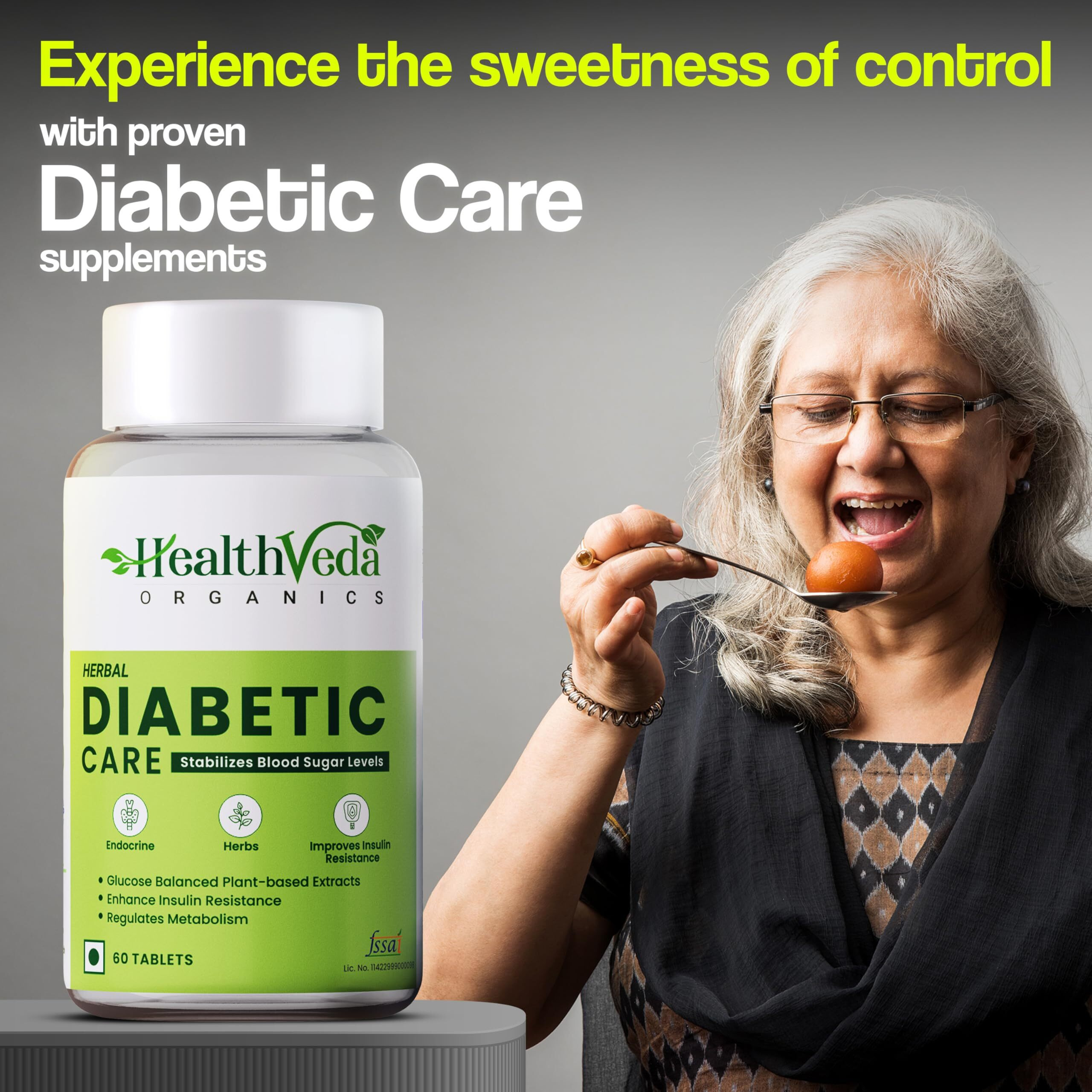 Health Veda Organics Private Limited Diabetic Care Supplements With Karela, Gudmar, Jamun I 120 Veg Tablets (Pack Of 2)