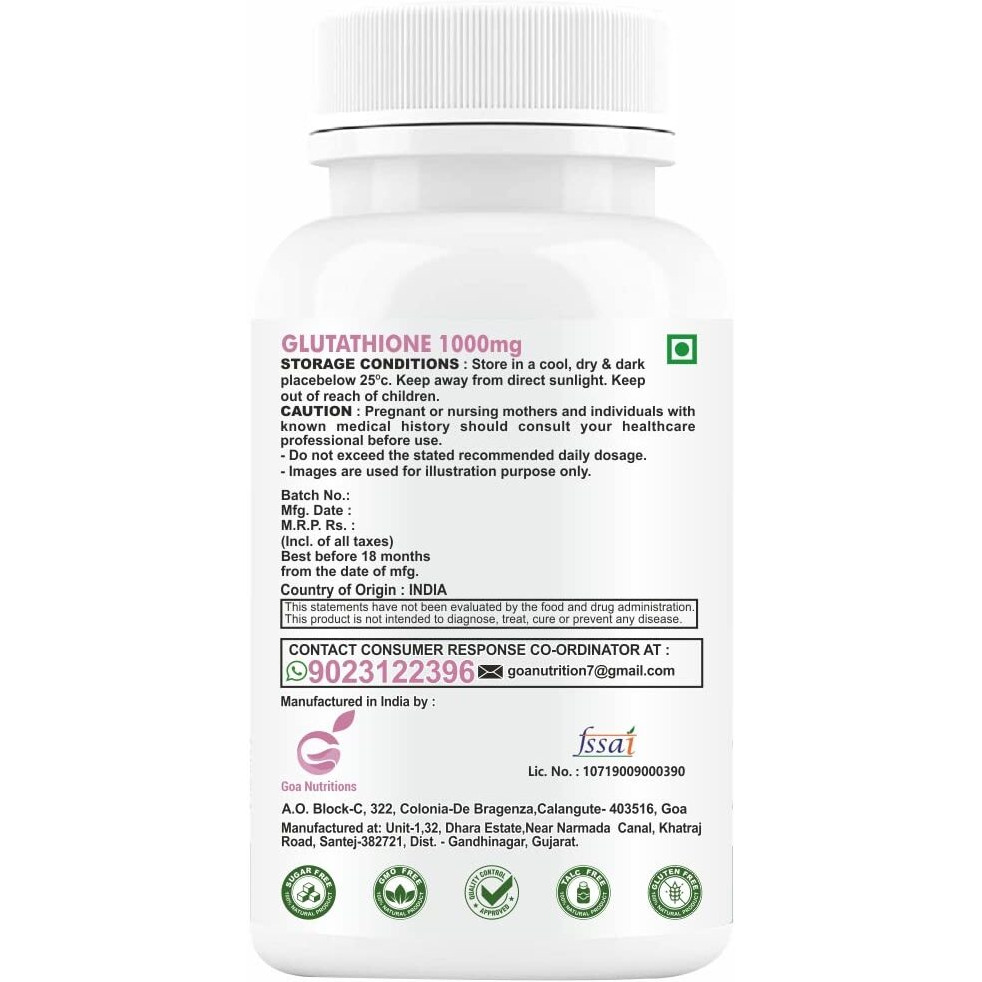 Gnl Glutathione Tablets For Skin Whitening, L-Glutathione 1000Mg Reduced, Vitamin E, Vit C, Biotin, Hyaluronic Acid & Ala, Collagen Supplements For Women-60 Glow Tablet (No Capsule Pack 1)