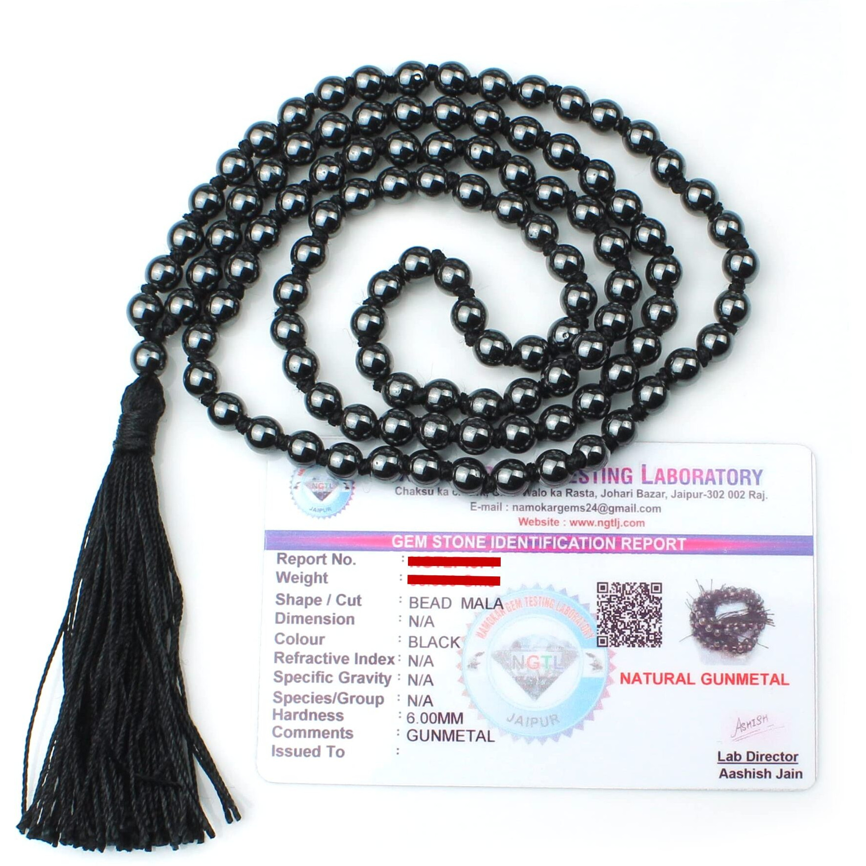 Remedywala Certified Natural Crystal Hematite Mala Natural Crystal Stone 6 Mm 108 Beads Jap Mala For Meditation, Pooja, Chanting, Wearing/Hematite Mala 108 Beads Original