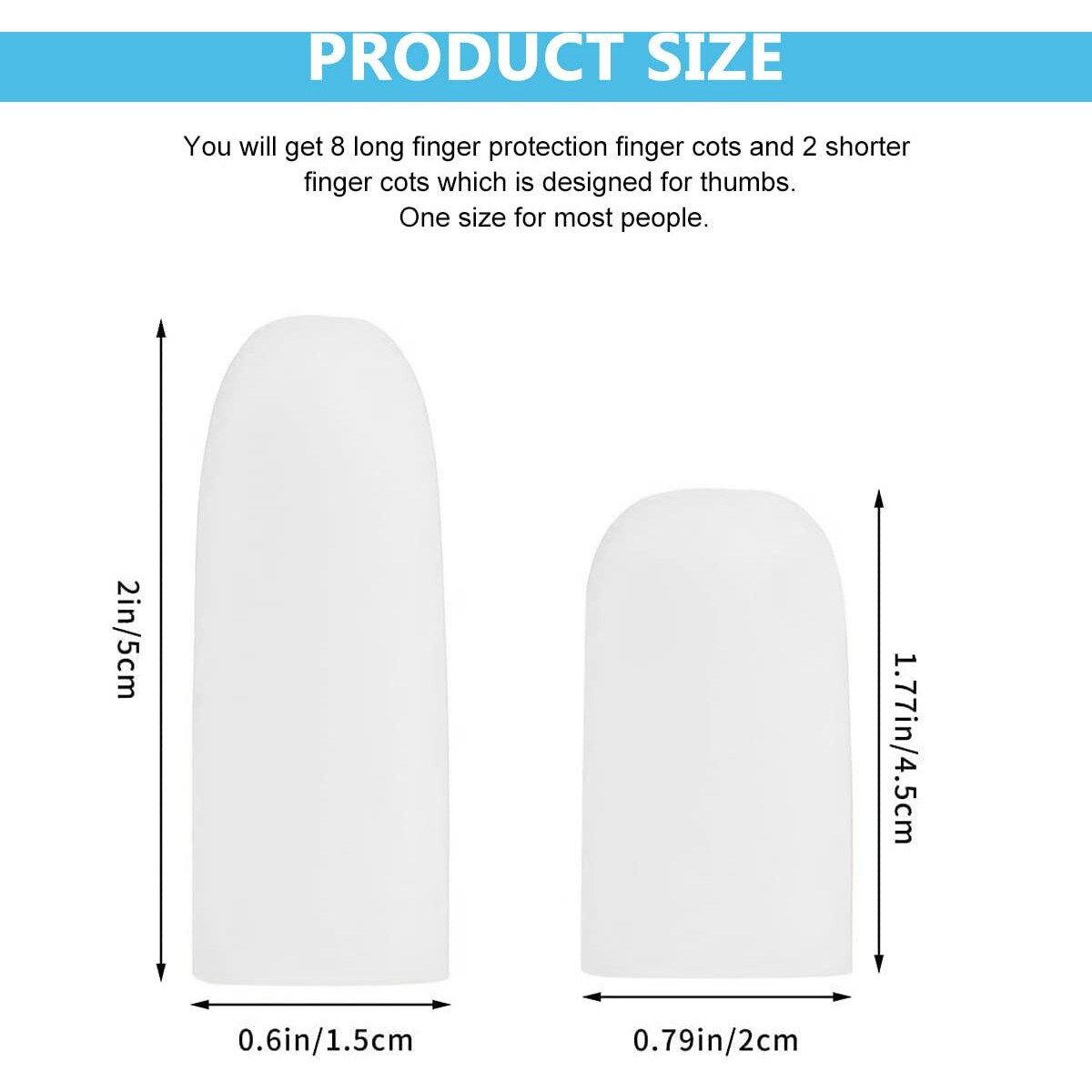 Maycreate 10Pcs Finger Protection, Gel Finger Support Protector Gloves, Gel Finger Cots/Covers For Trigger Finger Hand Eczema Finger Cracking Finger Arthritis, White