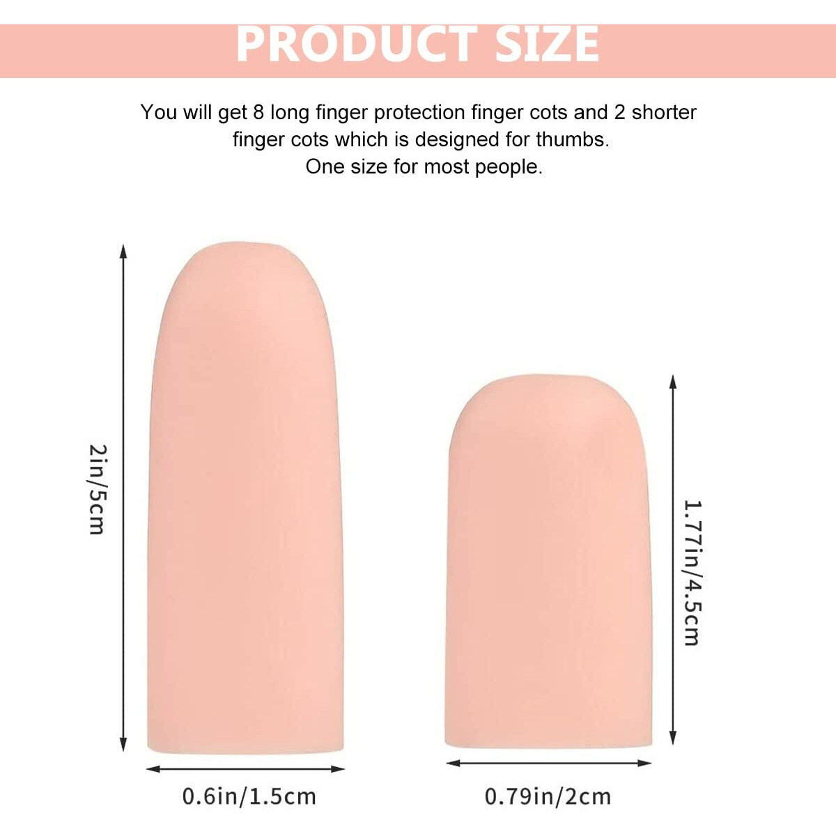 Maycreate 10Pcs Finger Protection, Gel Finger Support Protector Gloves, Gel Finger Cots/Covers For Trigger Finger Hand Eczema Finger Cracking Finger Arthritis, ApricotOne Size