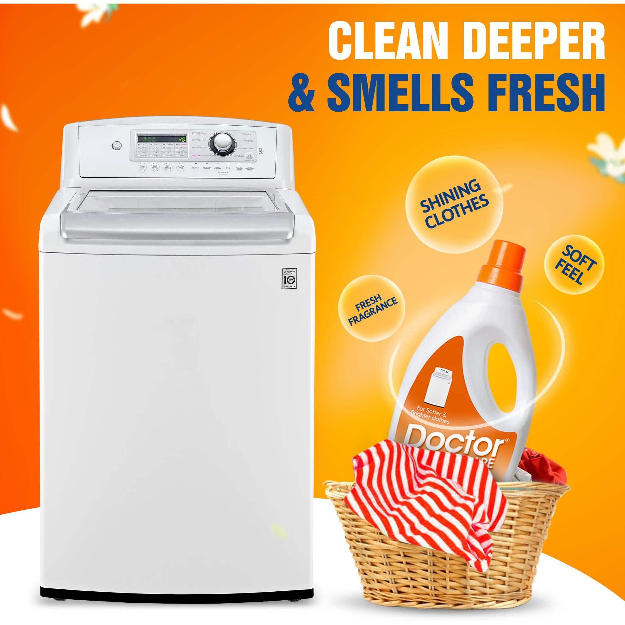 Doctor Care Liquid Detergent Top Load | Designed For Tough Stain Removal | Color Safe Technology | Eco-Friendly | Skin-Friendly | Suitable For Machine Wash Or Hand Wash | (5 Ltr)