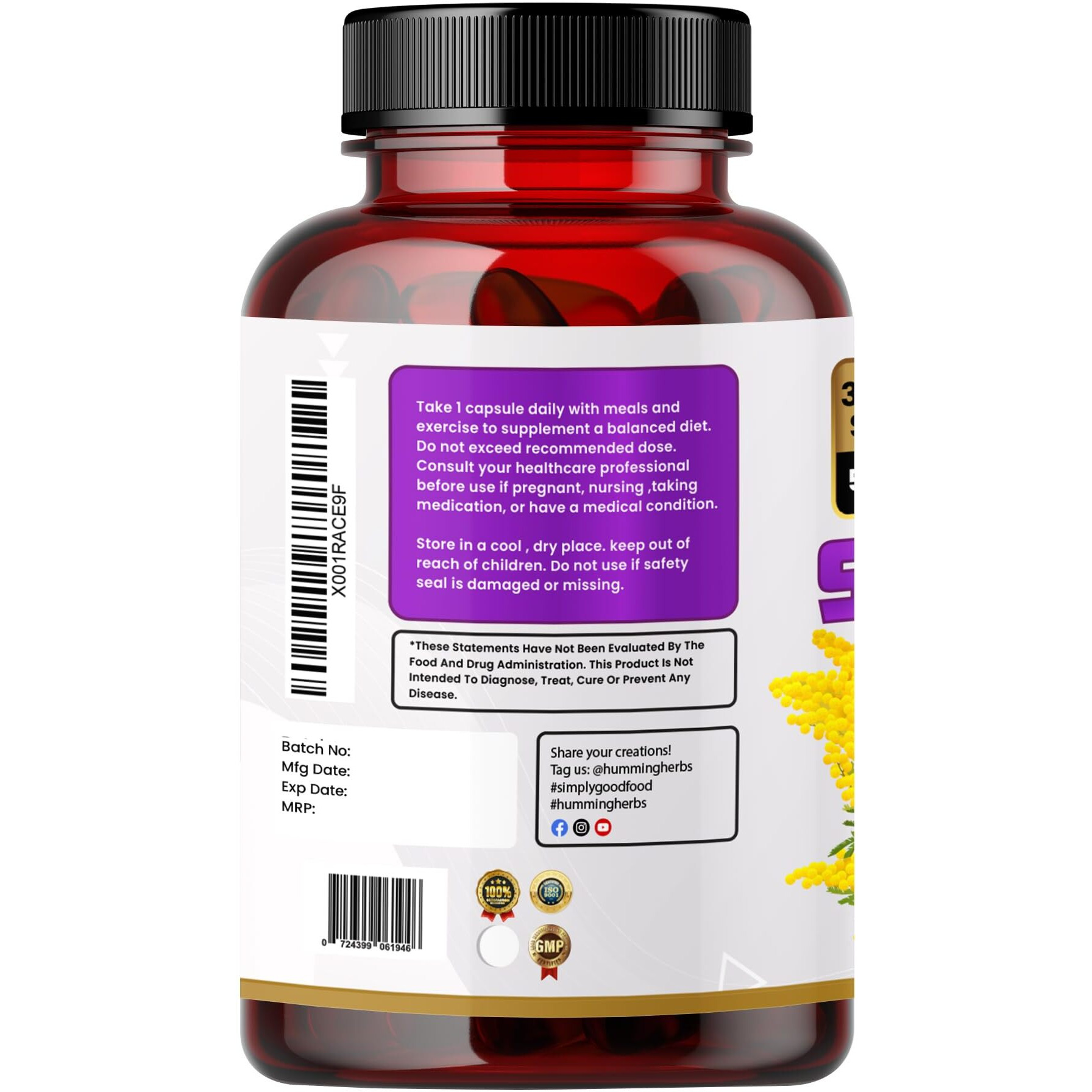 Humming Herbs St. John's Wort Extract, A Natural Supplement That Promotes A Healthy Mood And Supports Emotional Balance - 90 Capsule