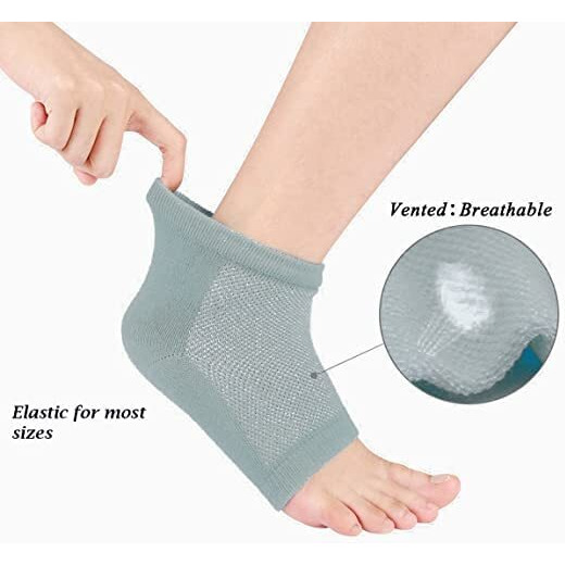 Dlala Silicon Shoe Insoles Heel Pad For Heel Pain | Cracked Feet Repair Moisturizing Socks | Heel Grips Liner Cushions Inserts Bite Protector For Men And Women (Cotton Gel Socks)