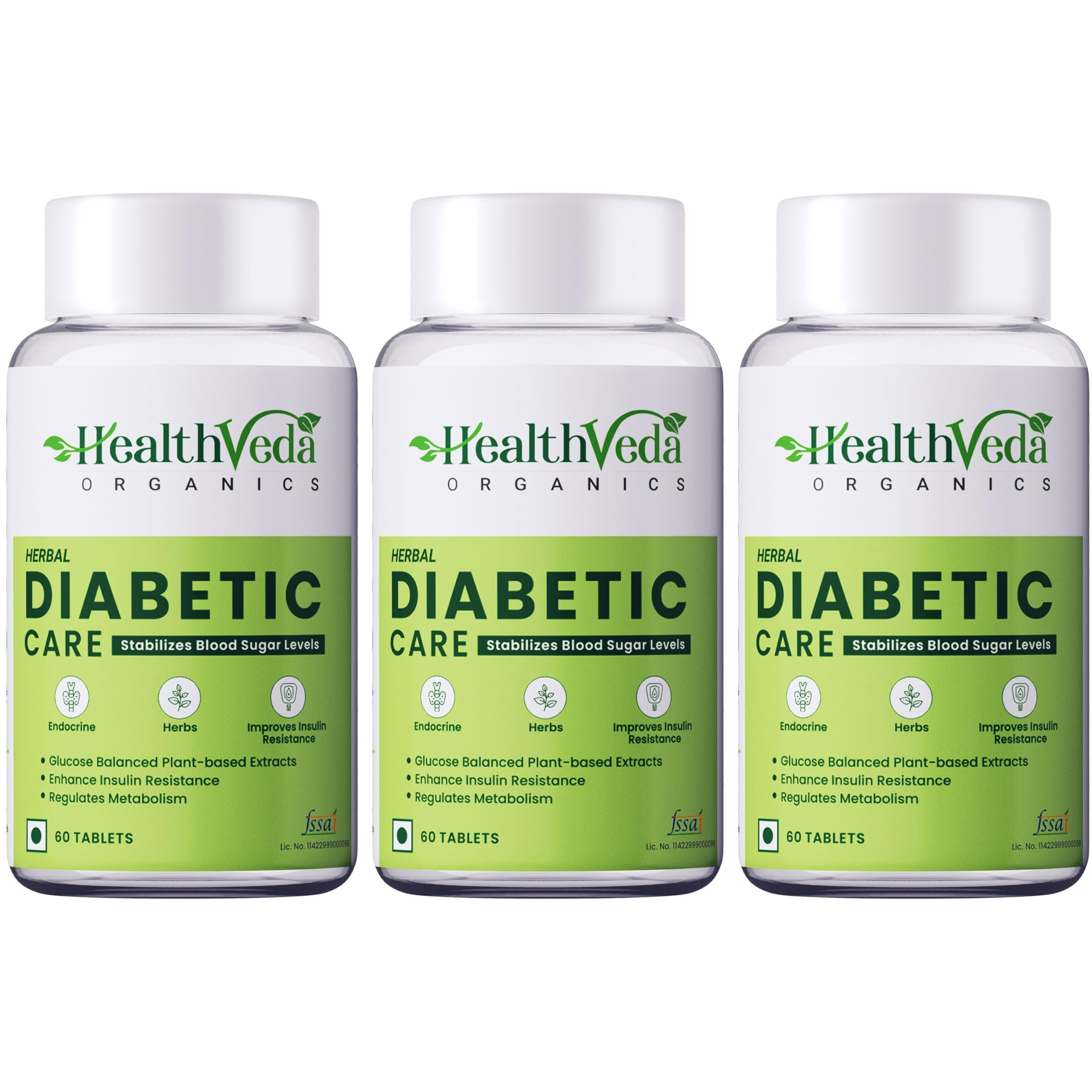 Health Veda Organics Private Limited Diabetic Care Supplements With Karela, Gudmar, Jamun I 180 Veg Tablets (Pack Of 3)