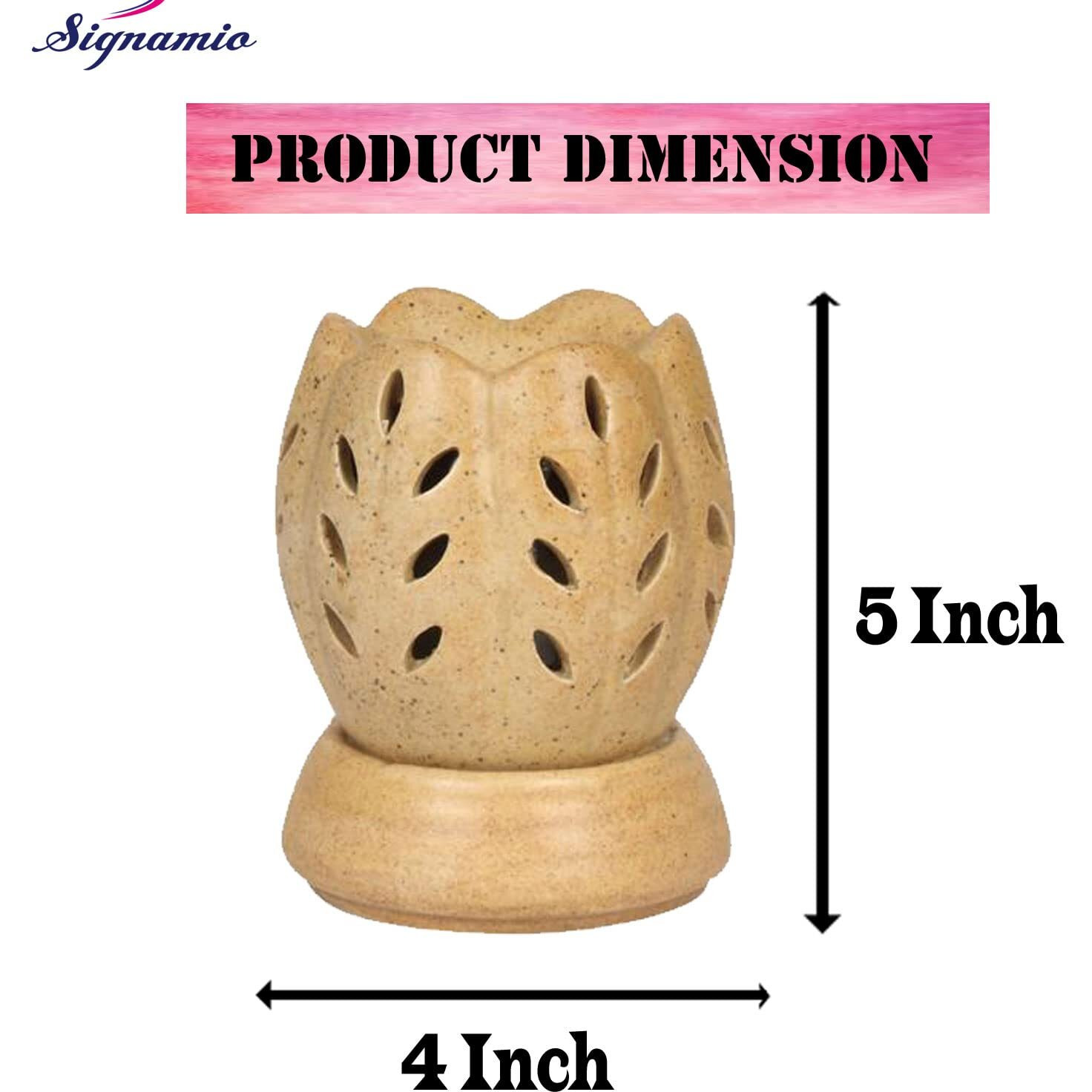 Signamio Ceramic Aroma Burner Diffuser For Home Fragrance Lamp For Home,Office, Bathroom, Pooja Room, Meditation, Yoga - Dn-8 (Rose, Sandal, Lemon Fragrance)