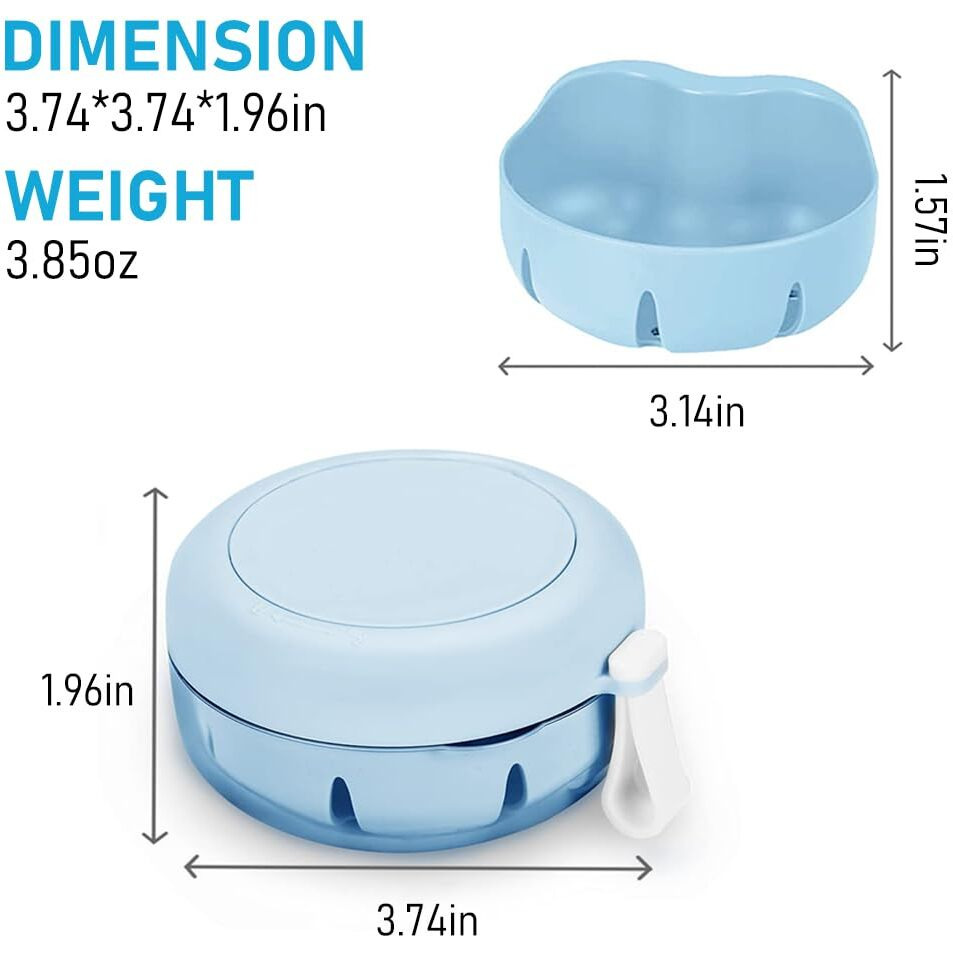 Hannea Denture Case, Denture Bath Case Cup Box Holder, Leak Proof Portable Retainer Case, Denture Box With Strainer & Mirror For Travel, Denture Case For Aligner Retainer Mouth Guard, Blue - Plastic