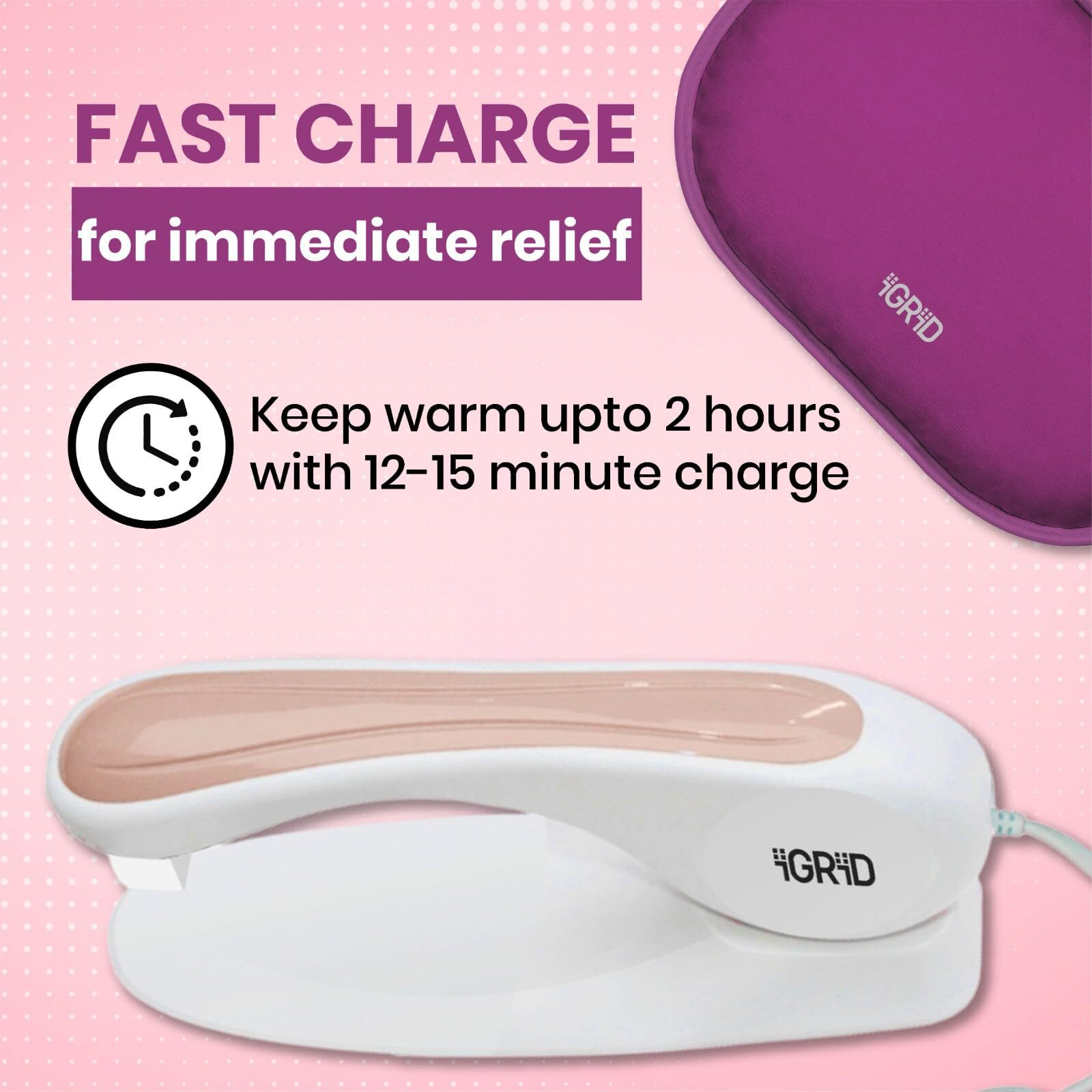 Igrid Electric Hot Water Bag,Heat Bag For Warming Hands,Menstrual Cramps, Muscle Aches, Back Pain