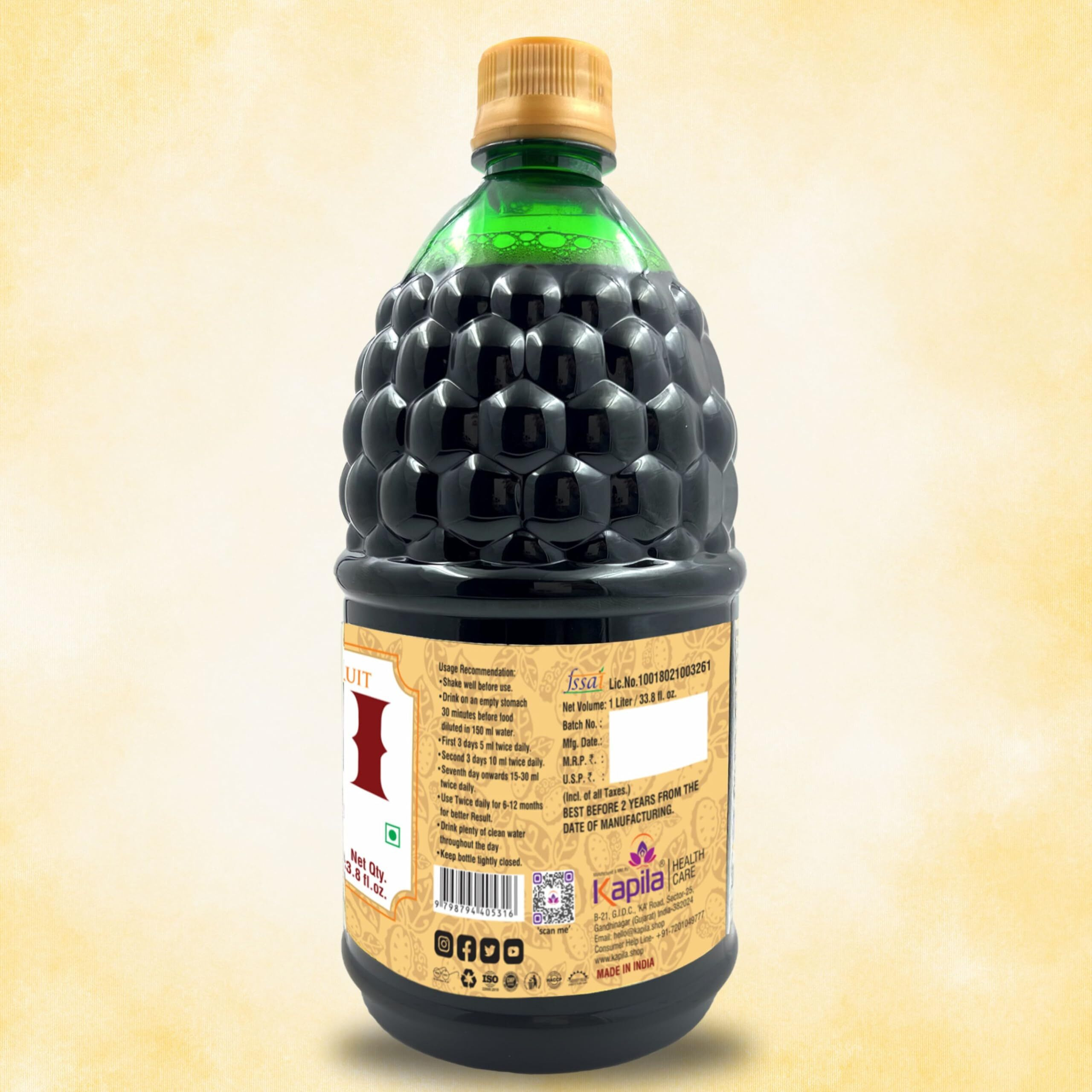 Kapila Noni Juice 1 Liter For Diabetes Care & Immunity Boost, Rich In Antioxidants Boosts Energy, Sugar Free Noni Kokum Juice