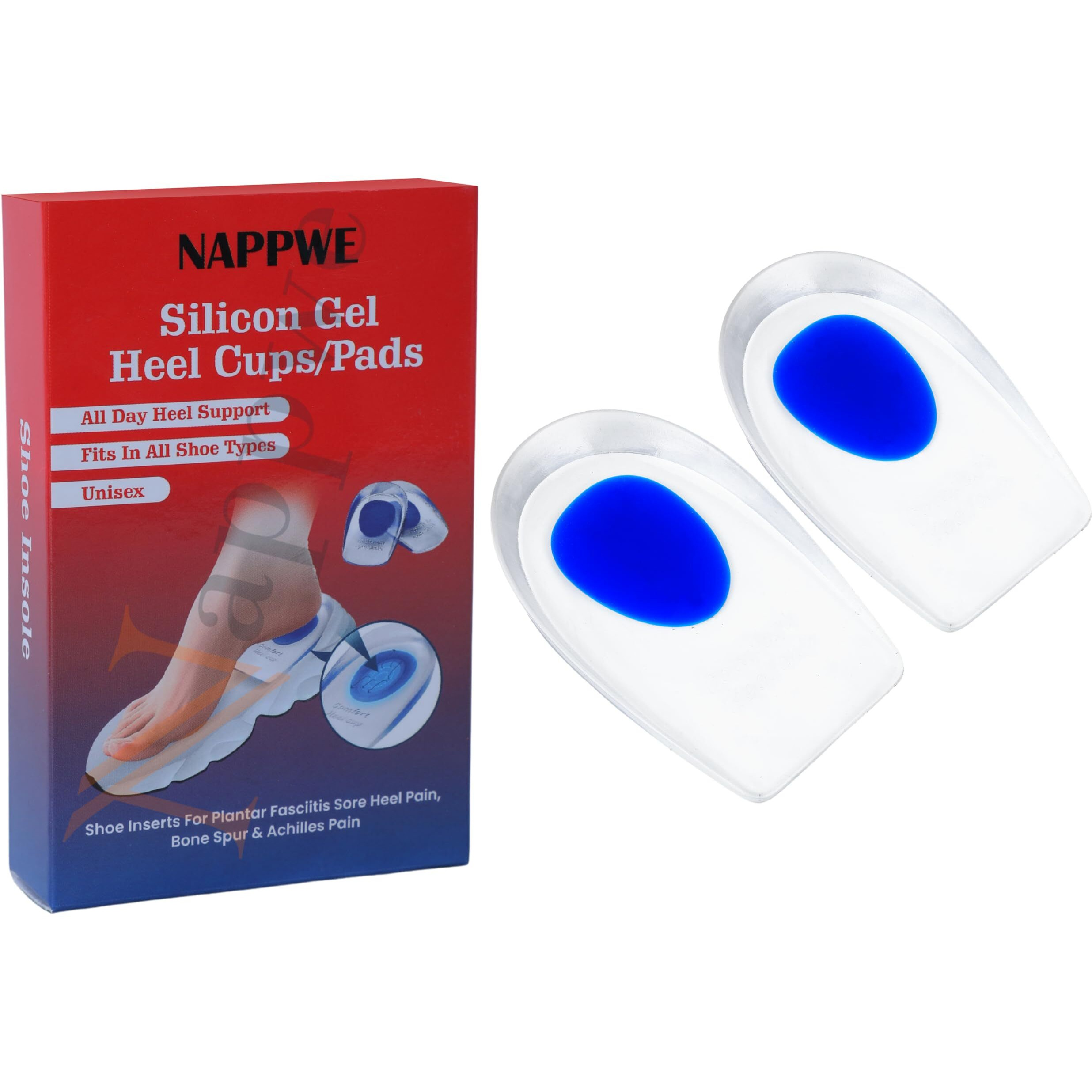 Nappwe Silicone Gel Heel Pad Socks For Heel Swelling Pain Relief, Dry Hard Cracked Heels Repair Cups Foot Care Ankle Support Cushion For Men And Women (Insoles)