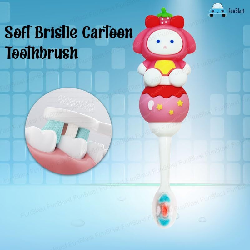 Funblast Soft Bristle Cartoon Toothbrush  Animal Design Soft Tooth Brush, Extra Microfiber Soft Bristles Toothbrush For 2-7 Years Old Children, Manual Toothbrush For Kids, Boys And Girls (Doll)