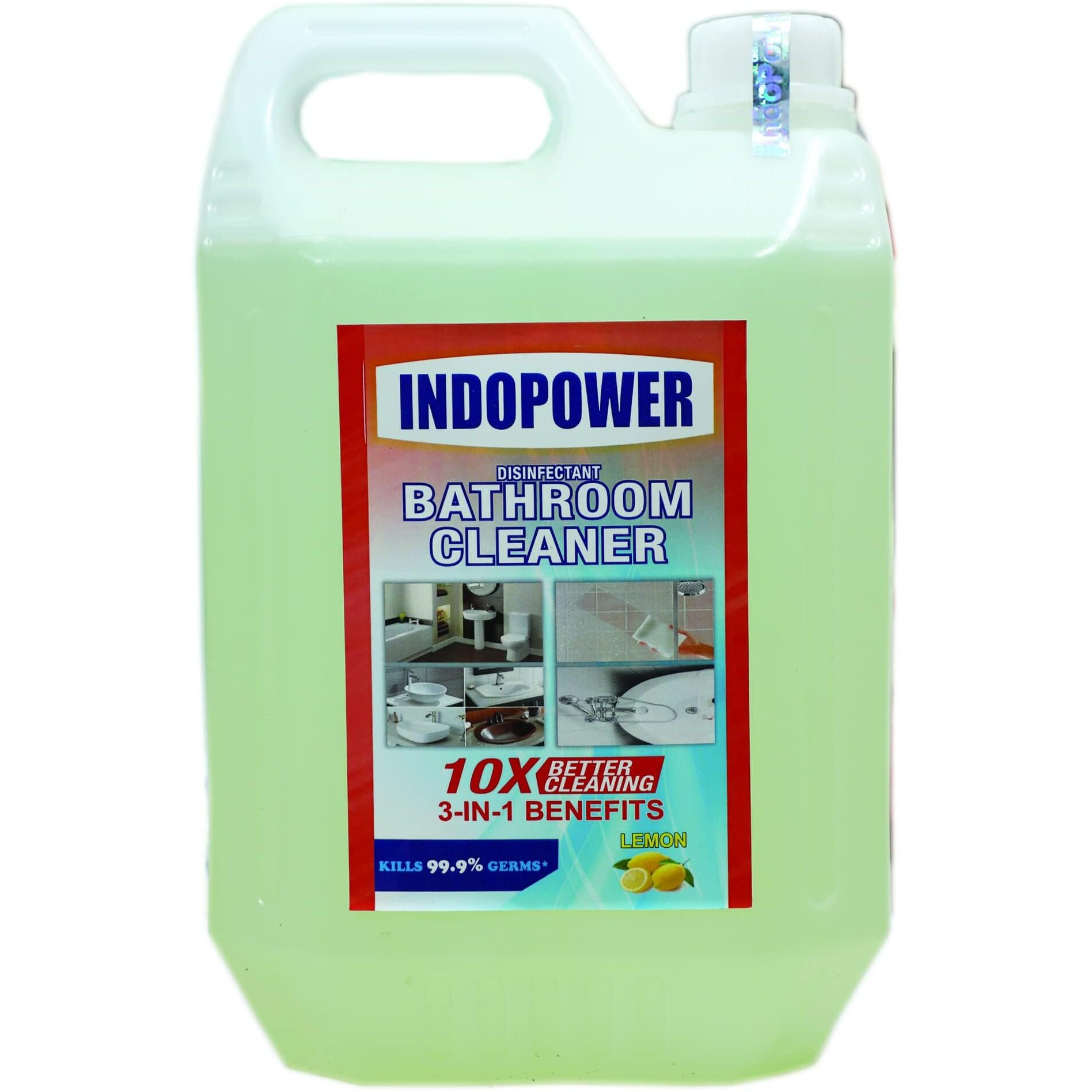 Indopower Bathroom Cleaner Lemon Deep Cleaning Strong Liquid & Shiner For Wall Floor & Tiles | Limescale Stain Soap & Scum Remover For Adding Freshness And Fragrance On Floors (Lemon Flovour, 5Kg)