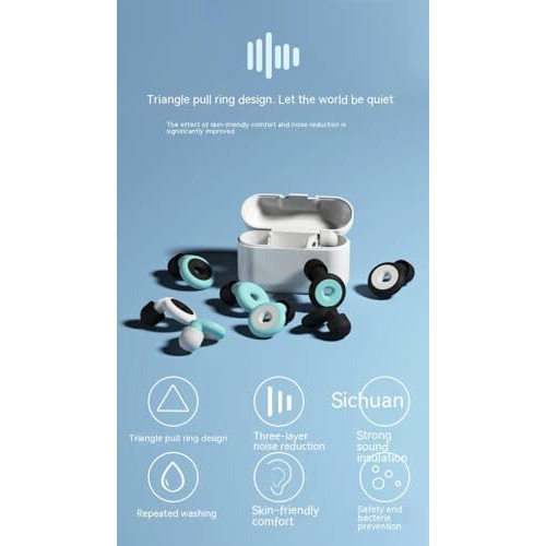 Zroy Enterprise Appli Quiet Ear Plugs For Noise Reduction Super Soft,Reusable Hearing Protection In Flexible Silicone For Sleep & Flights - 6 Ear Tips In S/M/L 28Db Noise Cancelling (Black)