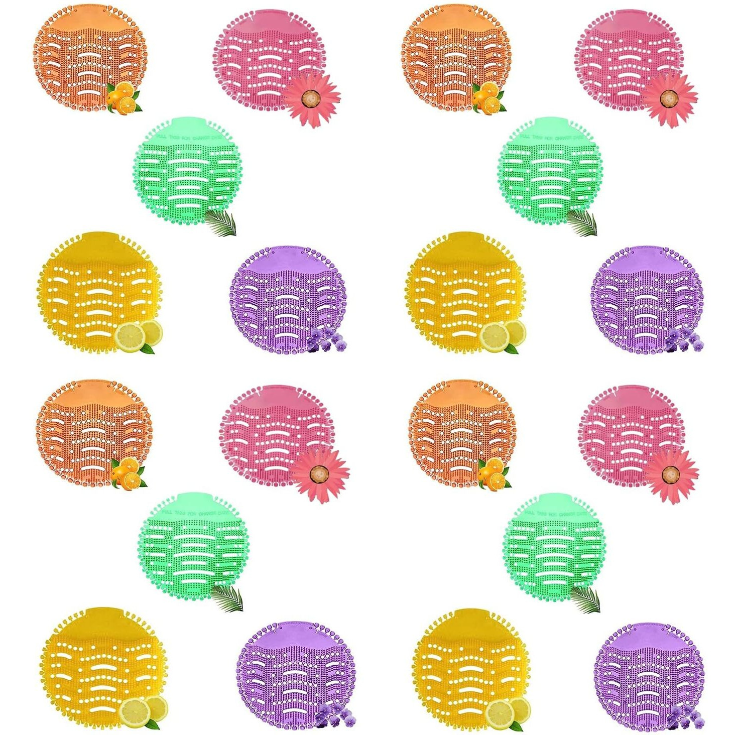 Hopz Urinal Screen Fresh Scented Anti-Splash Toilet Mat Bathroom Deodorizer Spatter With Air Freshener For Restroom (Multicolor, Pine Lemon-Orange-Pine-Natural Breeze-Lemon Fragrance) (50)