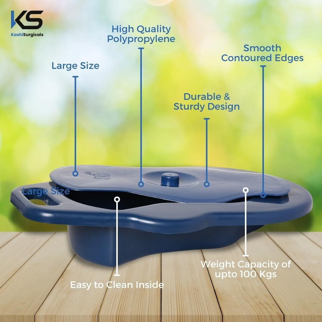 Kashi Surgicals Unisex Polypropylene Bed Pan With Lid (Large Size)