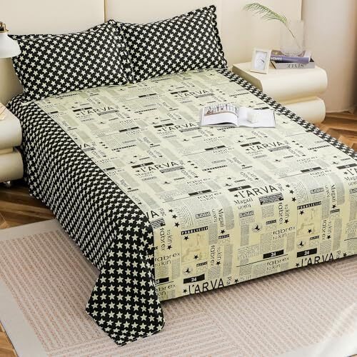 Story@Home Bedsheet For Double Bed King Size With 2 Pillow Covers | 210Tc, 100% Pure Cotton Bed Sheets For Double Bed | 225 X 270Cm | White & Black Bedsheet | Home Decor | Perfect For Gifting