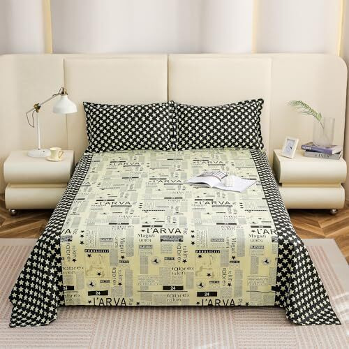 Story@Home Bedsheet For Double Bed King Size With 2 Pillow Covers | 210Tc, 100% Pure Cotton Bed Sheets For Double Bed | 225 X 270Cm | White & Black Bedsheet | Home Decor | Perfect For Gifting