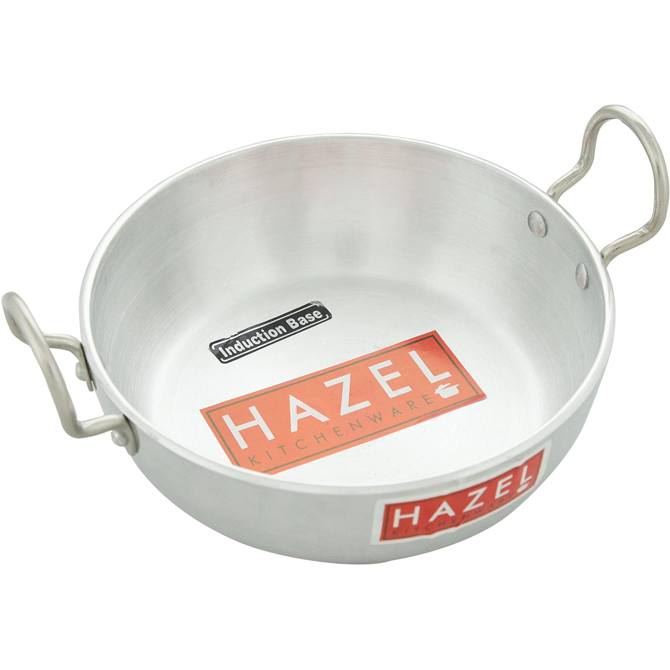 Hazel 4 Mm Aluminium Induction Base Kadai With Handle, 3600 Ml, Silver.