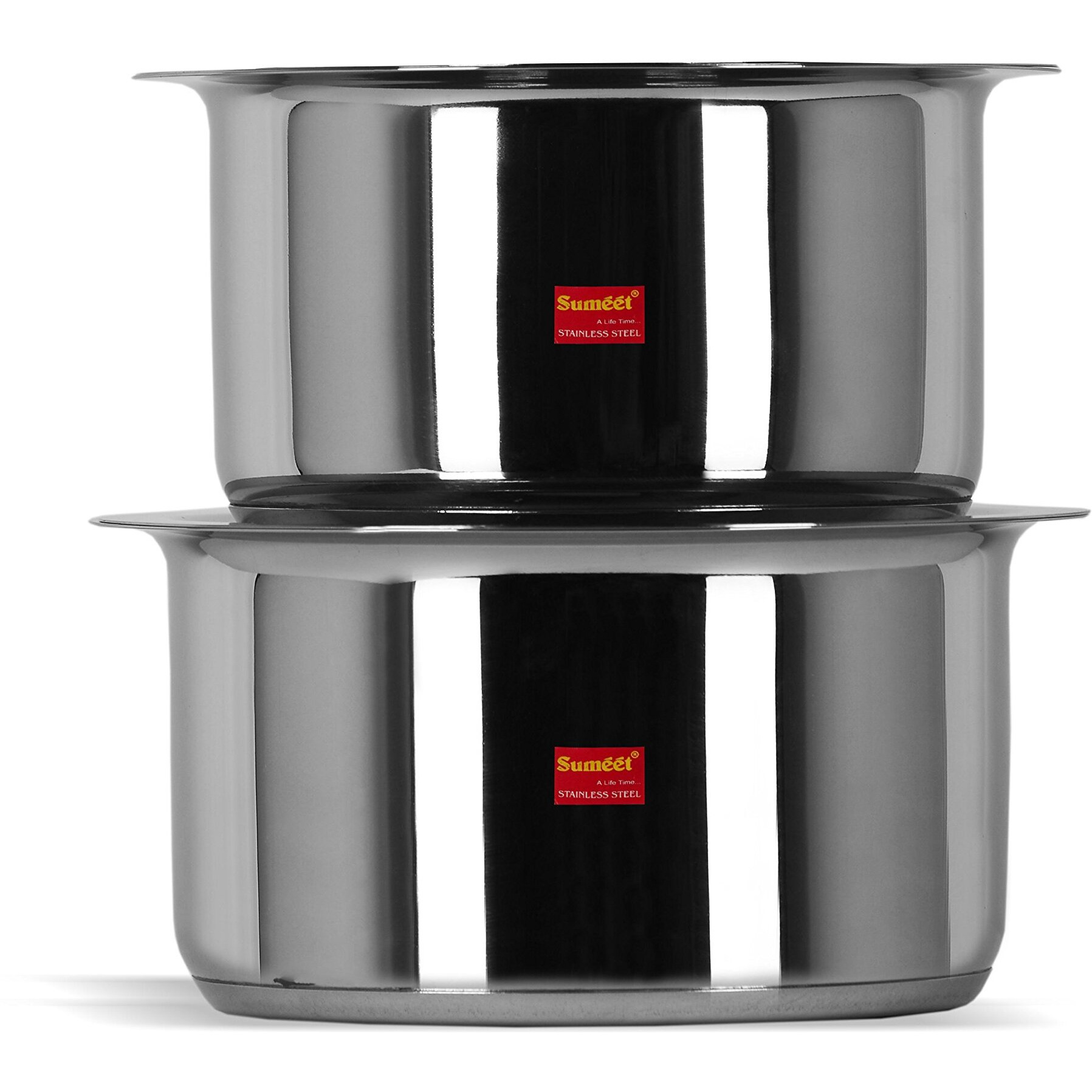 Sumeet Stainless Steel Cookware Set With Lid, 1 L & 1.25 L, 2 Piece (Steel), Mirror, 1 Liter