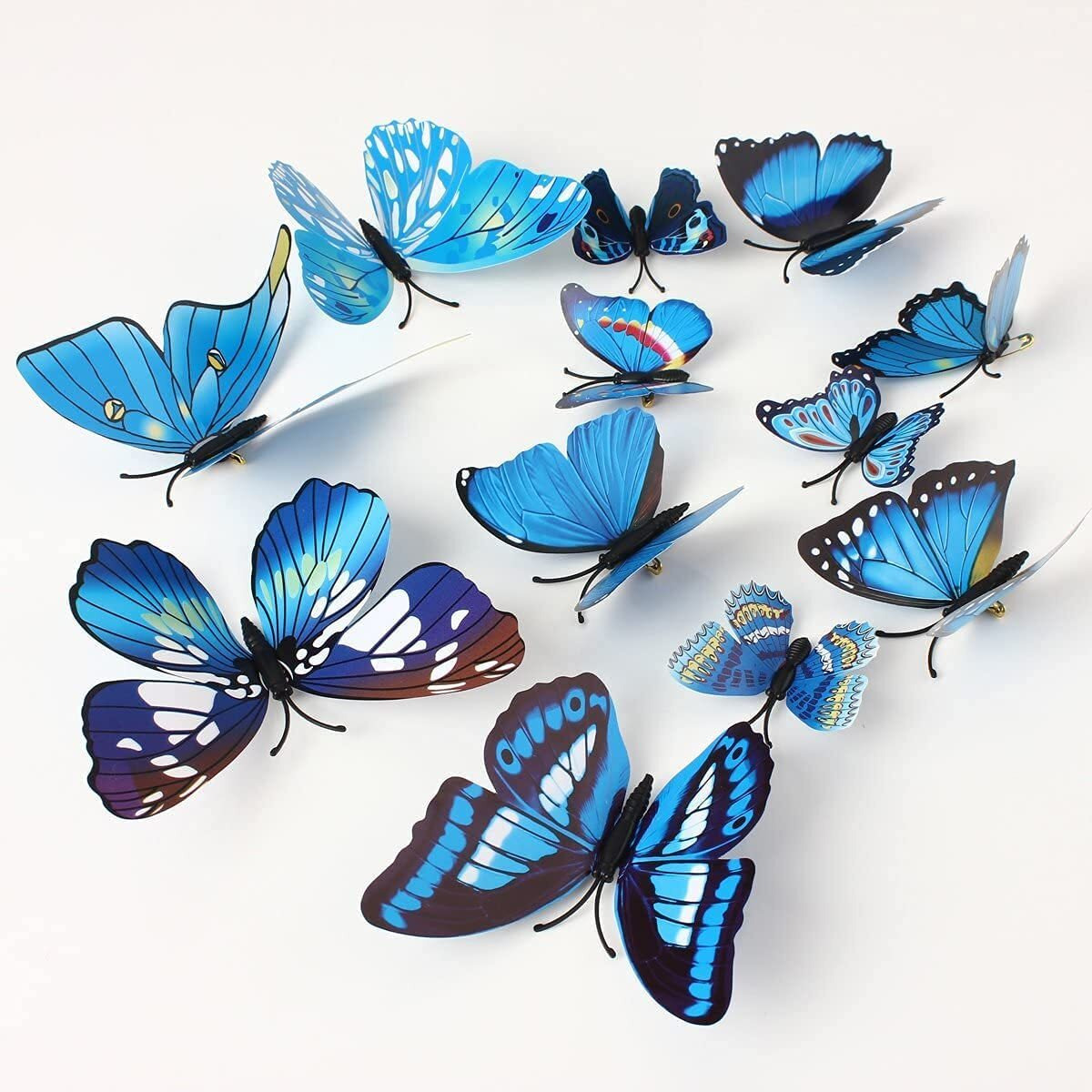 Xtore  Plastic 3D Home Build Beautiful Butterfly With Sticking Pad (Ocean Blue) -Set Of 12