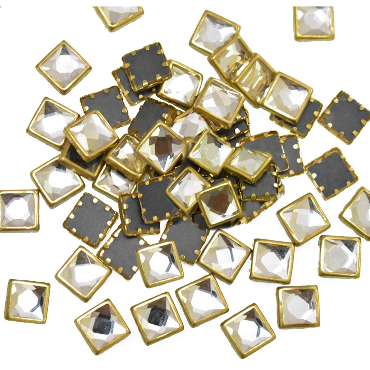 Embroiderymaterial Raw Material Flat Glue On Kundan Stones Beads For Jewellery Making, Bangles Work, Maggam Work Material, Stones For Embroidery Work (Square Shape, 6Mm, 500 Pieces),Multicolor