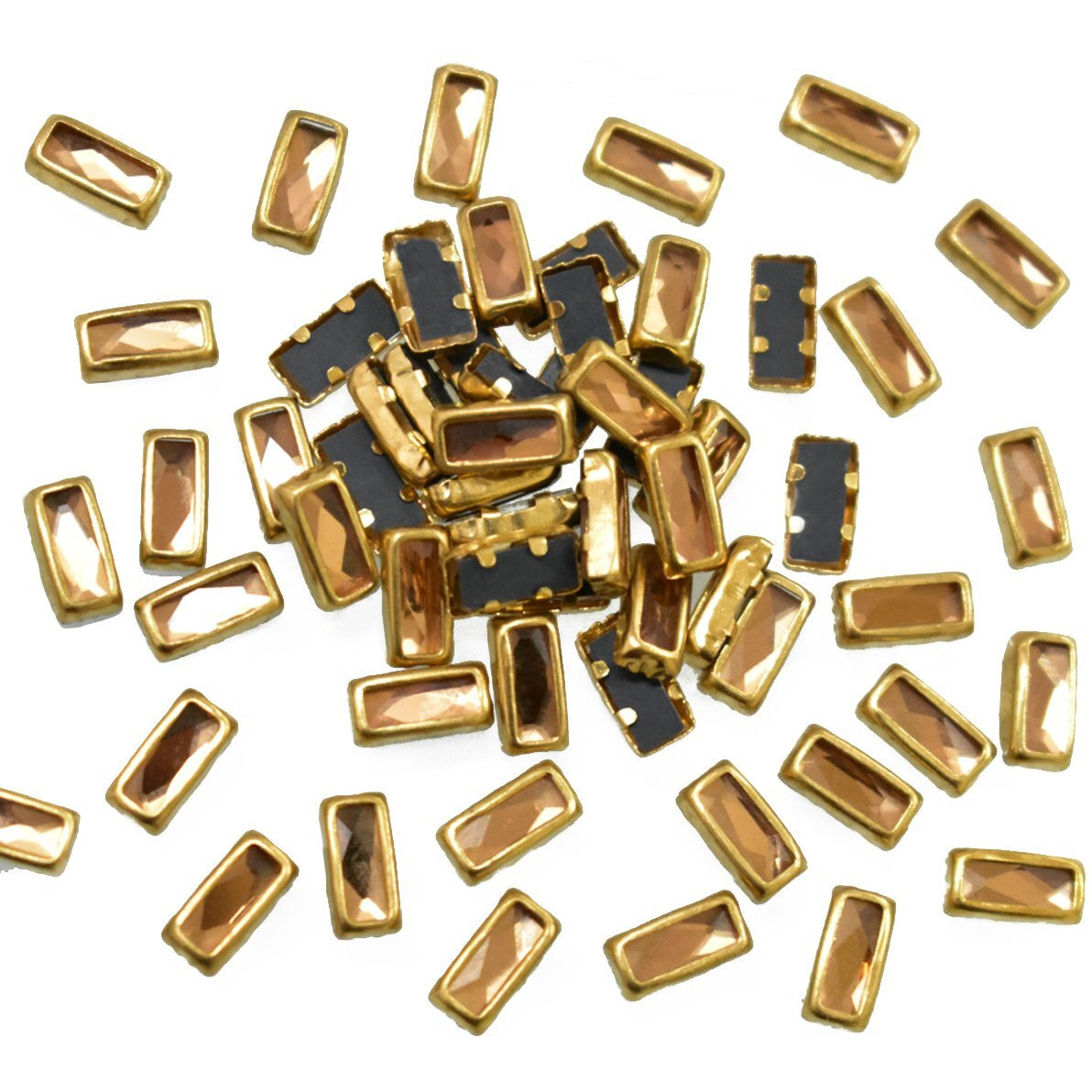 Embroiderymaterial Raw Material Flat Glue On Kundan Stones Beads For Craft, Jewellery Making, Bangles Work, Maggam Work Material, Stones For Embroidery Work, Aari Work (Rectangle Shape, 4Mm, 500 Pieces)